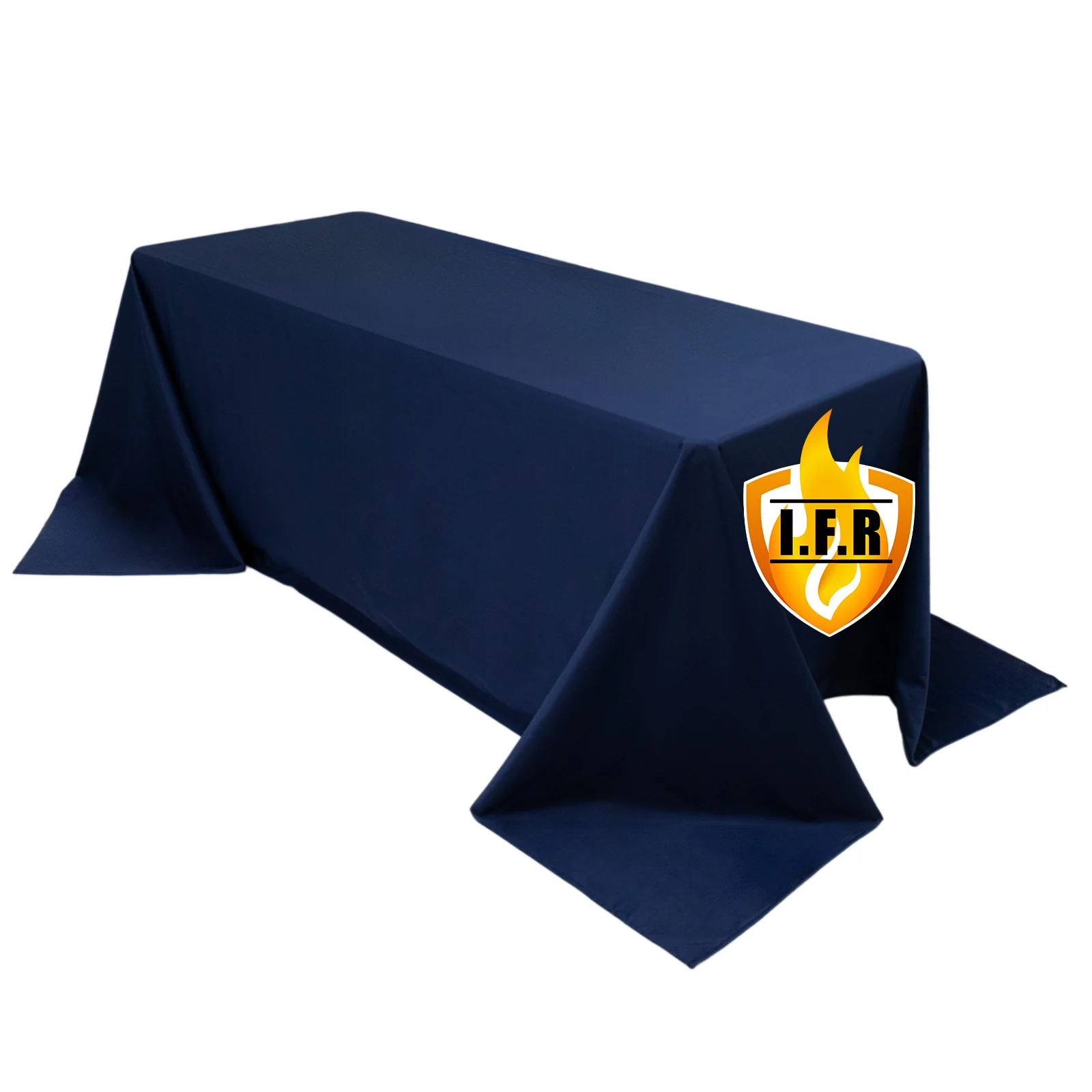 Fire Retardant 90"x132" Rectangle Scuba Polyester Tablecloth – Navy Blue, Wrinkle Free, Stain Resistant, Seamless Table Cover - Image 3