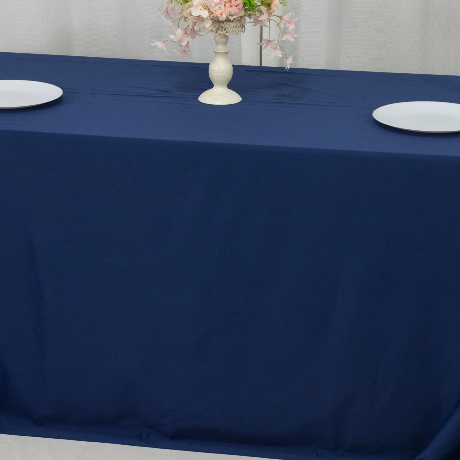 Fire Retardant 90"x132" Rectangle Scuba Polyester Tablecloth – Navy Blue, Wrinkle Free, Stain Resistant, Seamless Table Cover - Image 4