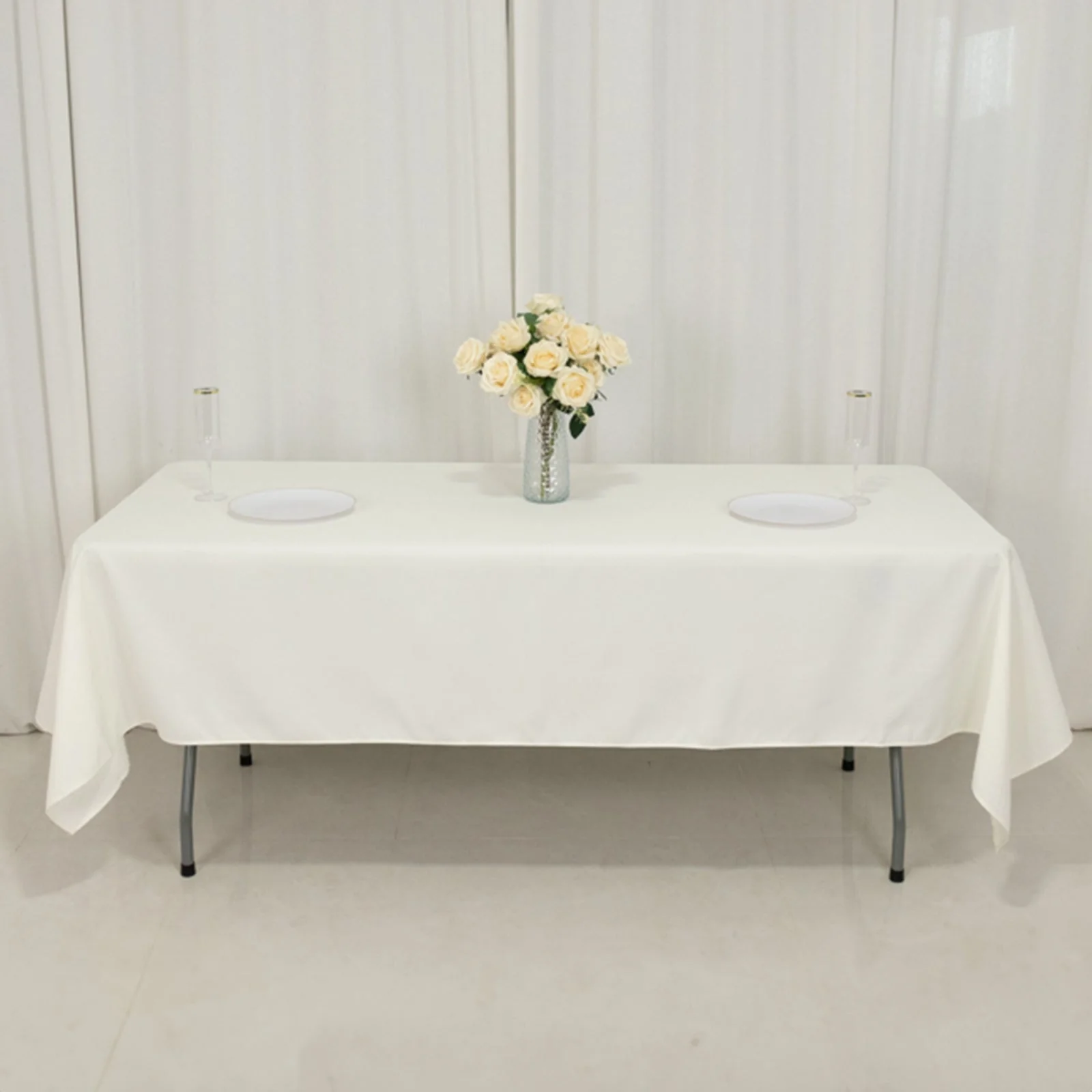 Fire Retardant Premium Polyester Rectangular Tablecloth 60"x102" Ivory - Safe & Durable Table Cover - Image 13
