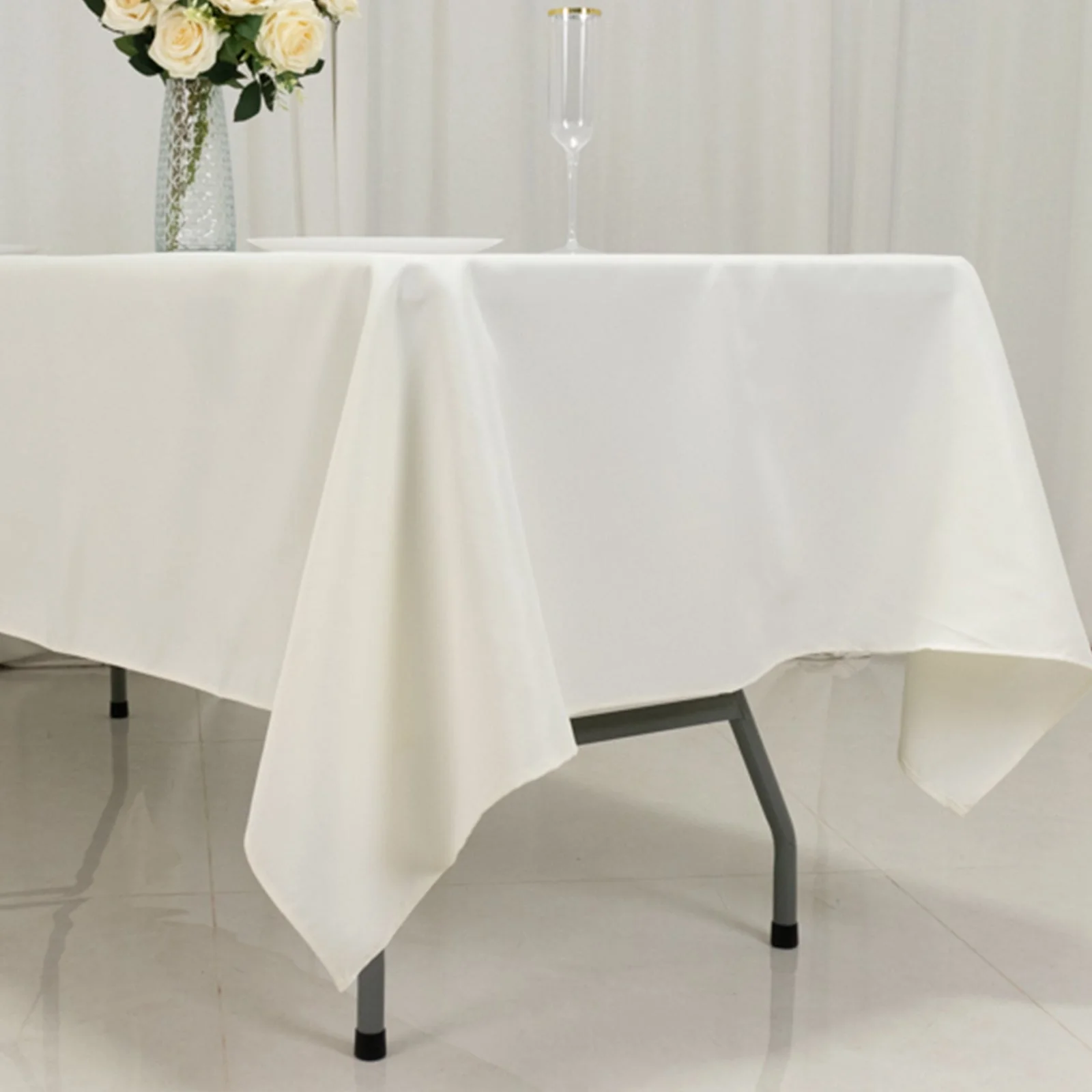 Fire Retardant Premium Polyester Rectangular Tablecloth 60"x102" Ivory - Safe & Durable Table Cover - Image 6