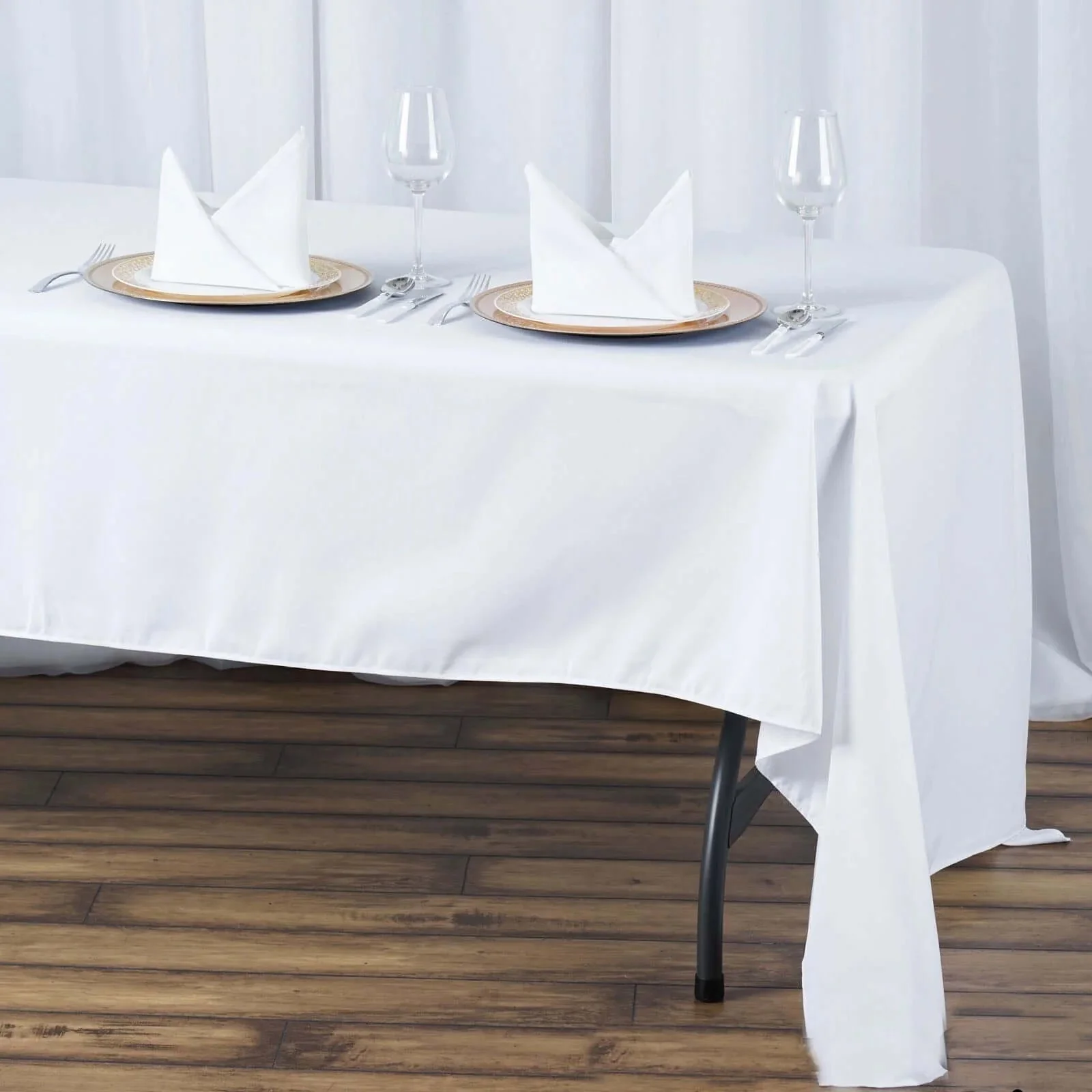Fire Retardant Premium Polyester Rectangular Tablecloth 60"x126" White - Wrinkle-Resistant and Safety Certified Table Cover for Events & Gatherings - Image 2
