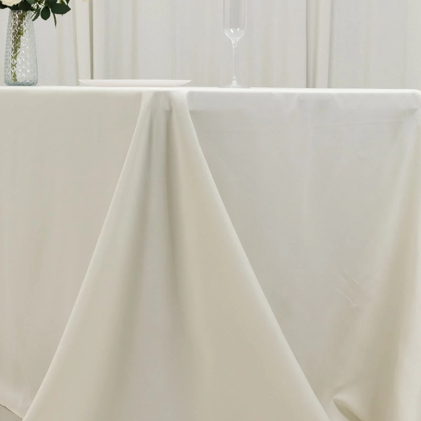 Fire Retardant Premium Polyester Rectangular Tablecloth 90"x156" Ivory - Safe, Durable & Seamless Table Cover - Image 11