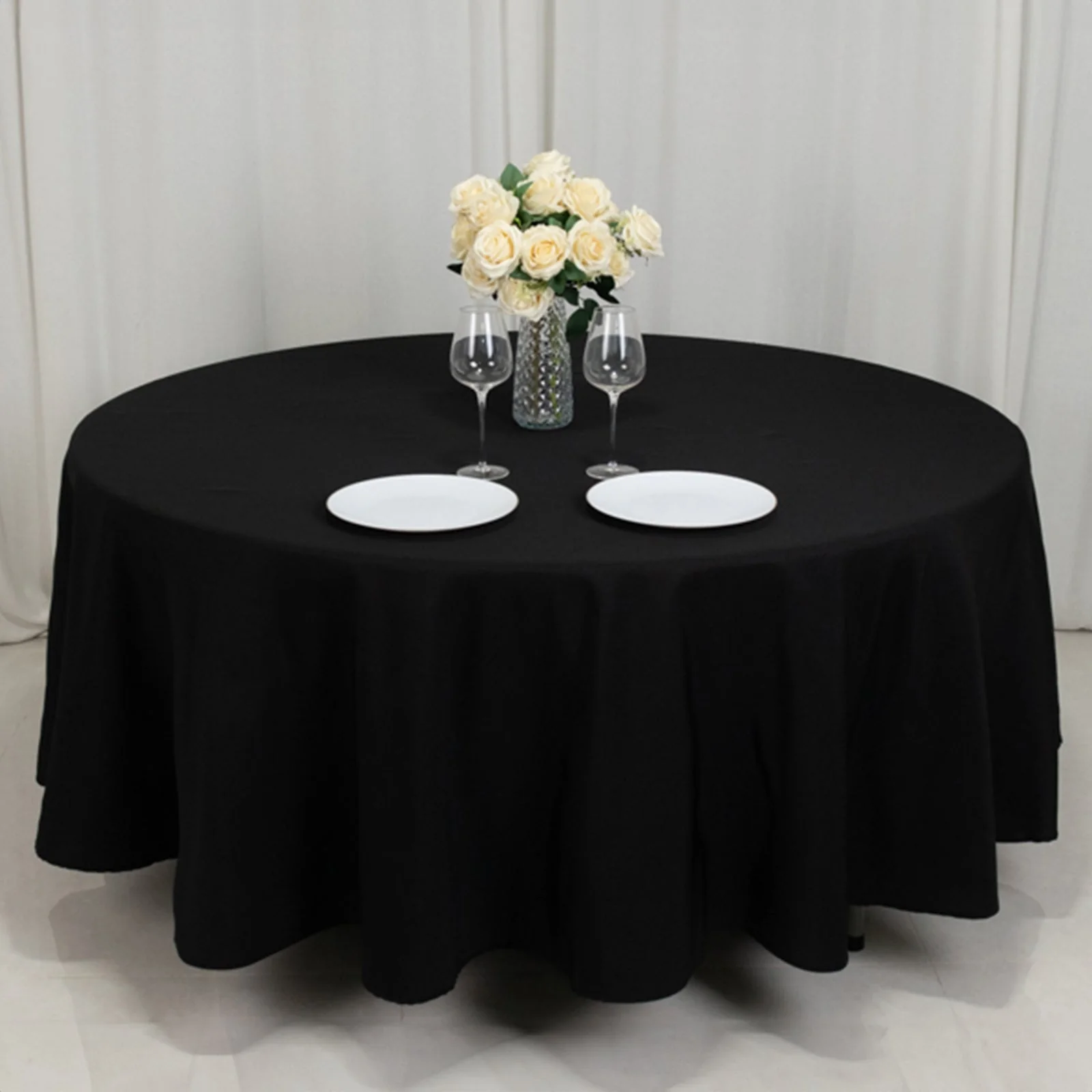 Fire Retardant Premium Polyester Round Tablecloth 108" Black - Wrinkle-Resistant and Safety Certified Table Cover for Events & Gatherings - Image 10