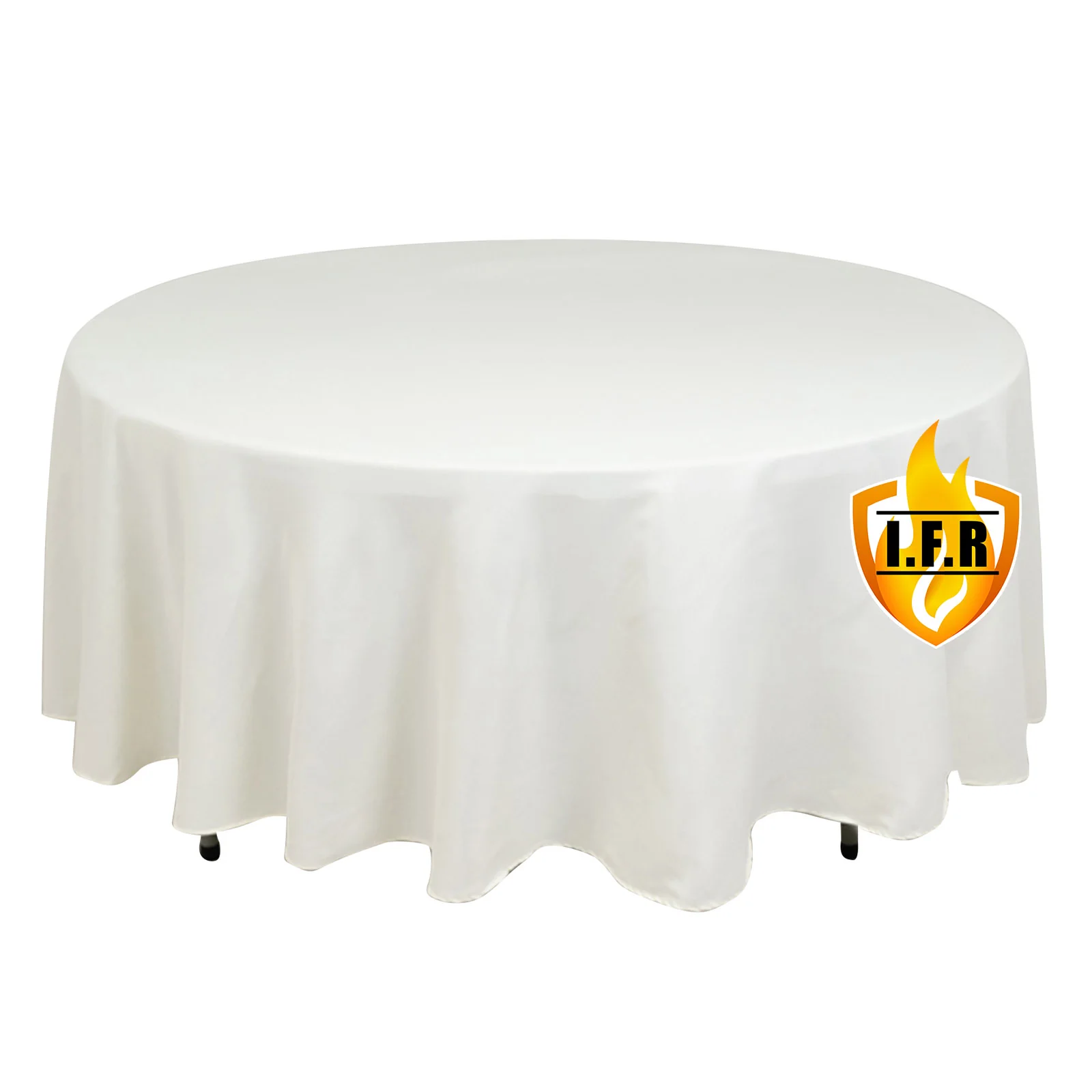 Fire Retardant Premium Polyester Round Tablecloth 108" Ivory - Safe, Durable & Classy Table Cover - Image 3