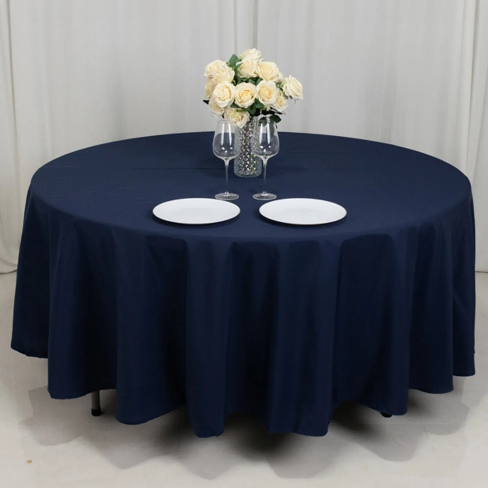 Fire Retardant Premium Polyester Round Tablecloth 108" Navy Blue - Safe, Durable & Classy Table Cover - Image 10