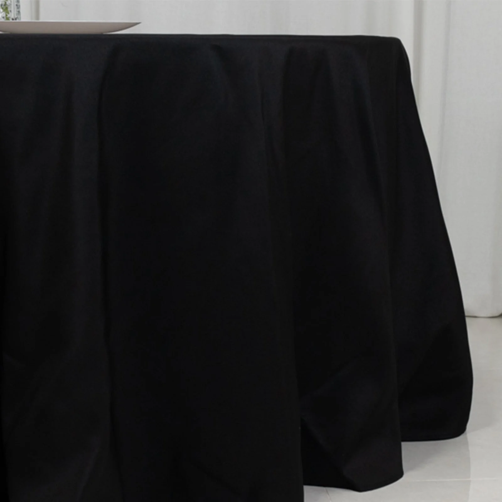 Fire Retardant Premium Polyester Round Tablecloth 120" Black - Safe, Durable & Seamless Table Cover - Image 2