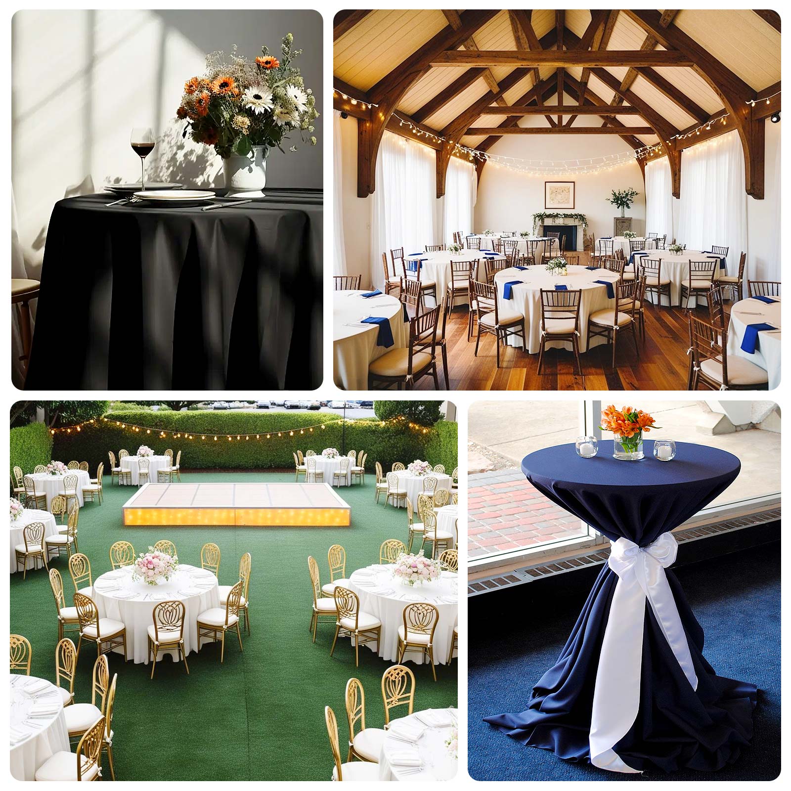 Fire Retardant Premium Polyester Round Tablecloth 120" Black - Safe, Durable & Seamless Table Cover - Image 5
