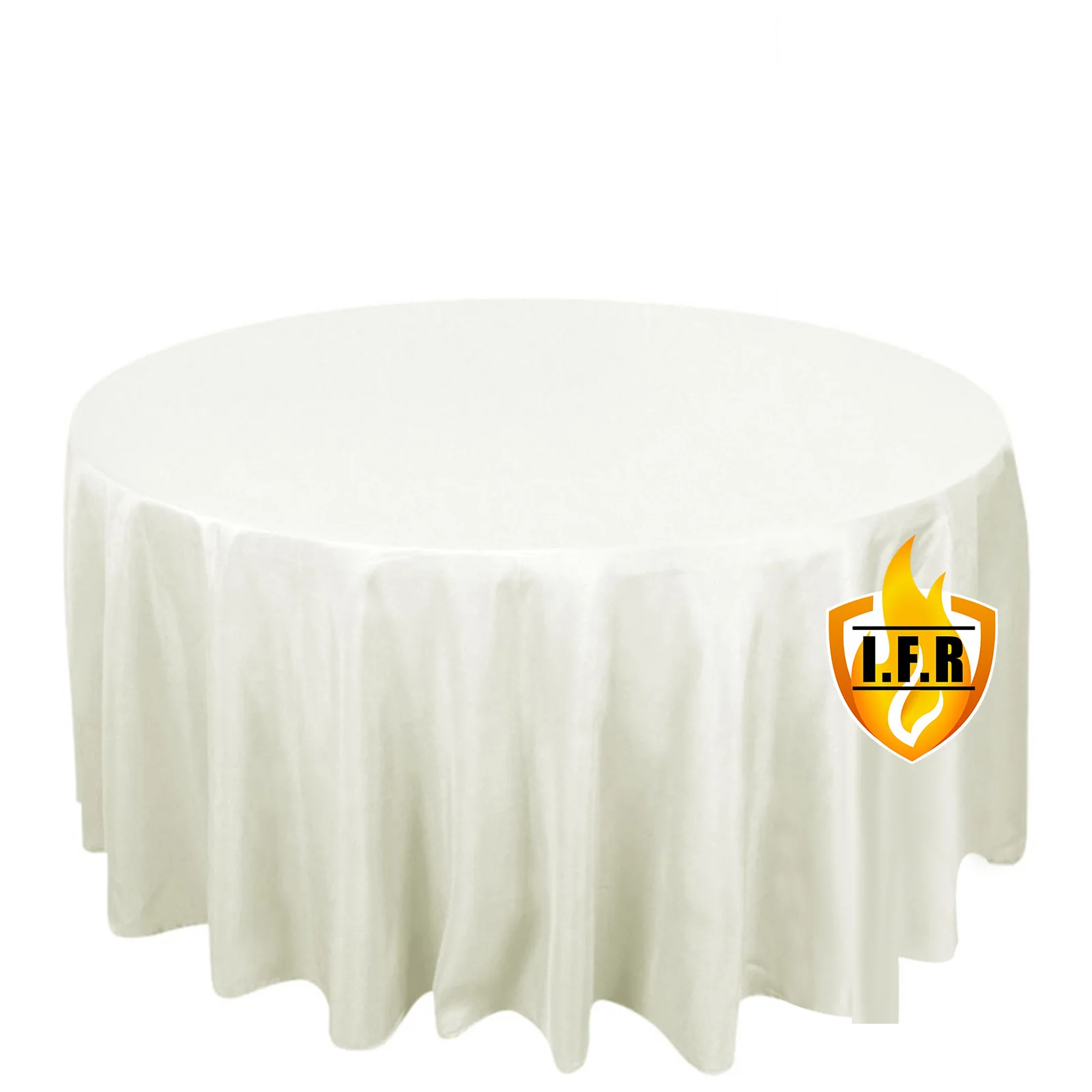 Fire Retardant Premium Polyester Round Tablecloth 120" Ivory - Safe, Durable & Seamless Table Cover - Image 3