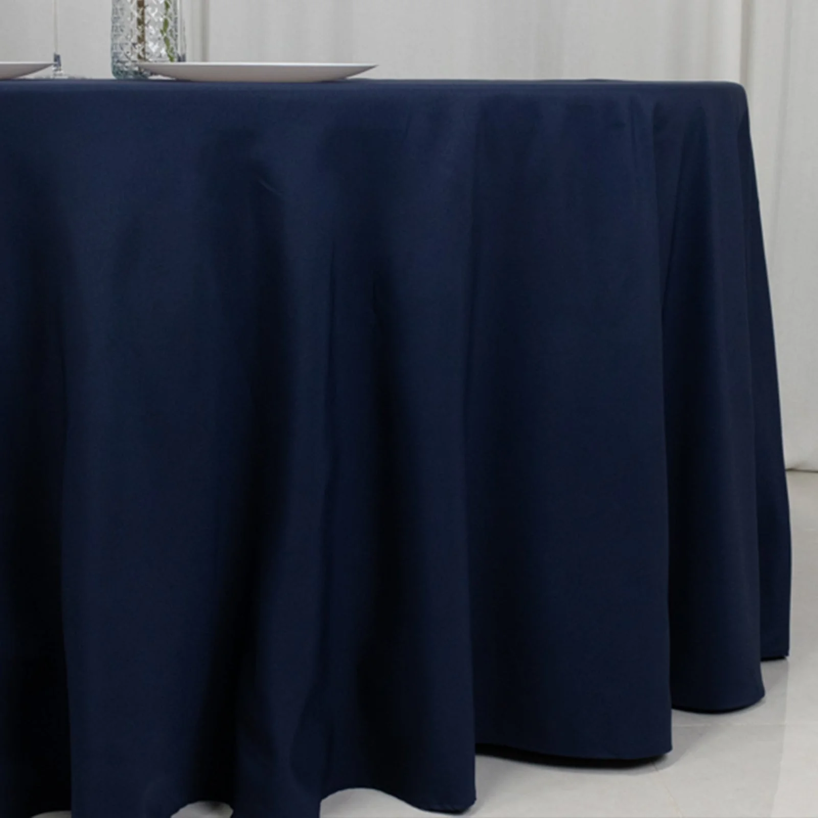 Fire Retardant Premium Polyester Round Tablecloth 120" Navy Blue - Safe, Durable & Seamless Table Cover - Image 2