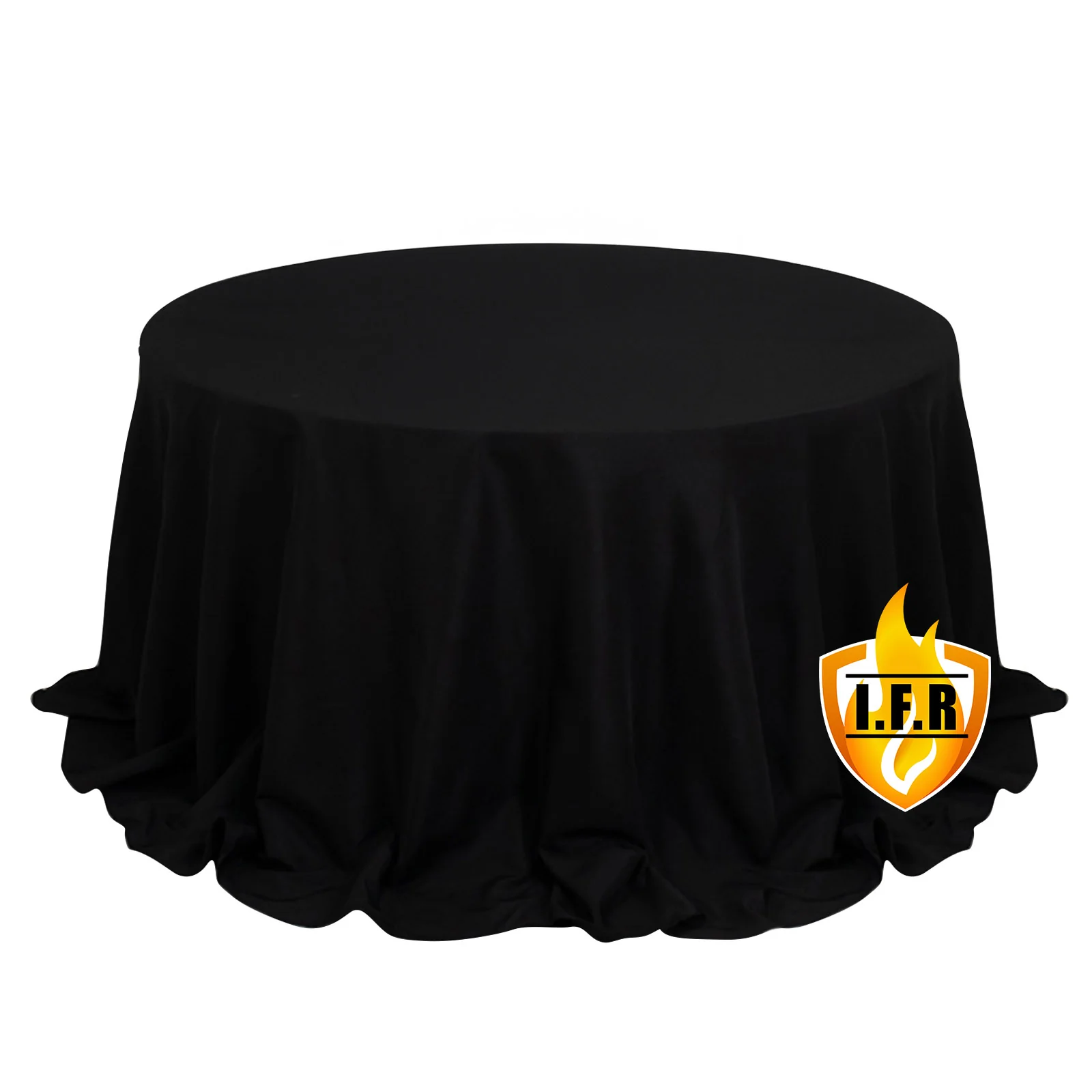 Fire Retardant Premium Polyester Round Tablecloth 132" Black - Safe, Durable & Seamless Table Cover - Image 3