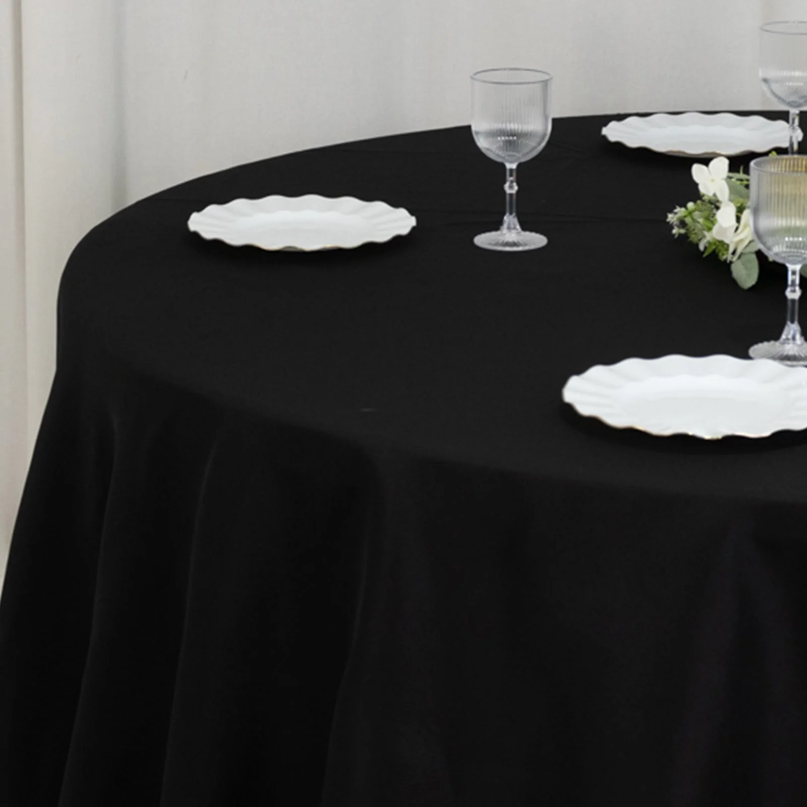Fire Retardant Premium Polyester Round Tablecloth 132" Black - Safe, Durable & Seamless Table Cover - Image 9