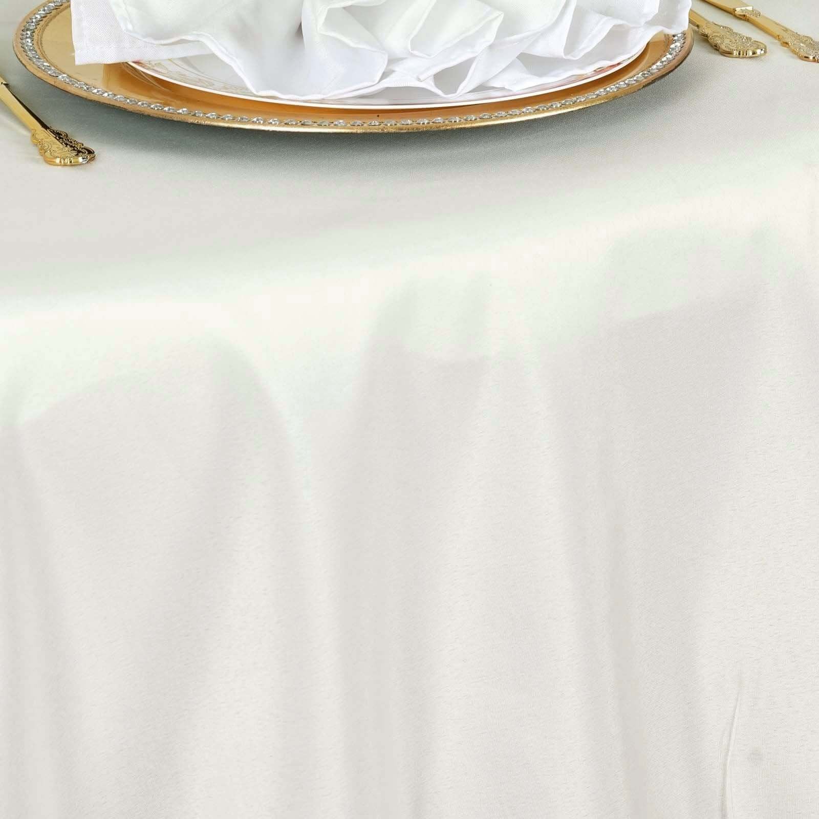 Fire Retardant Premium Polyester Round Tablecloth 132" Ivory - Safe, Durable & Seamless Table Cover - Image 2
