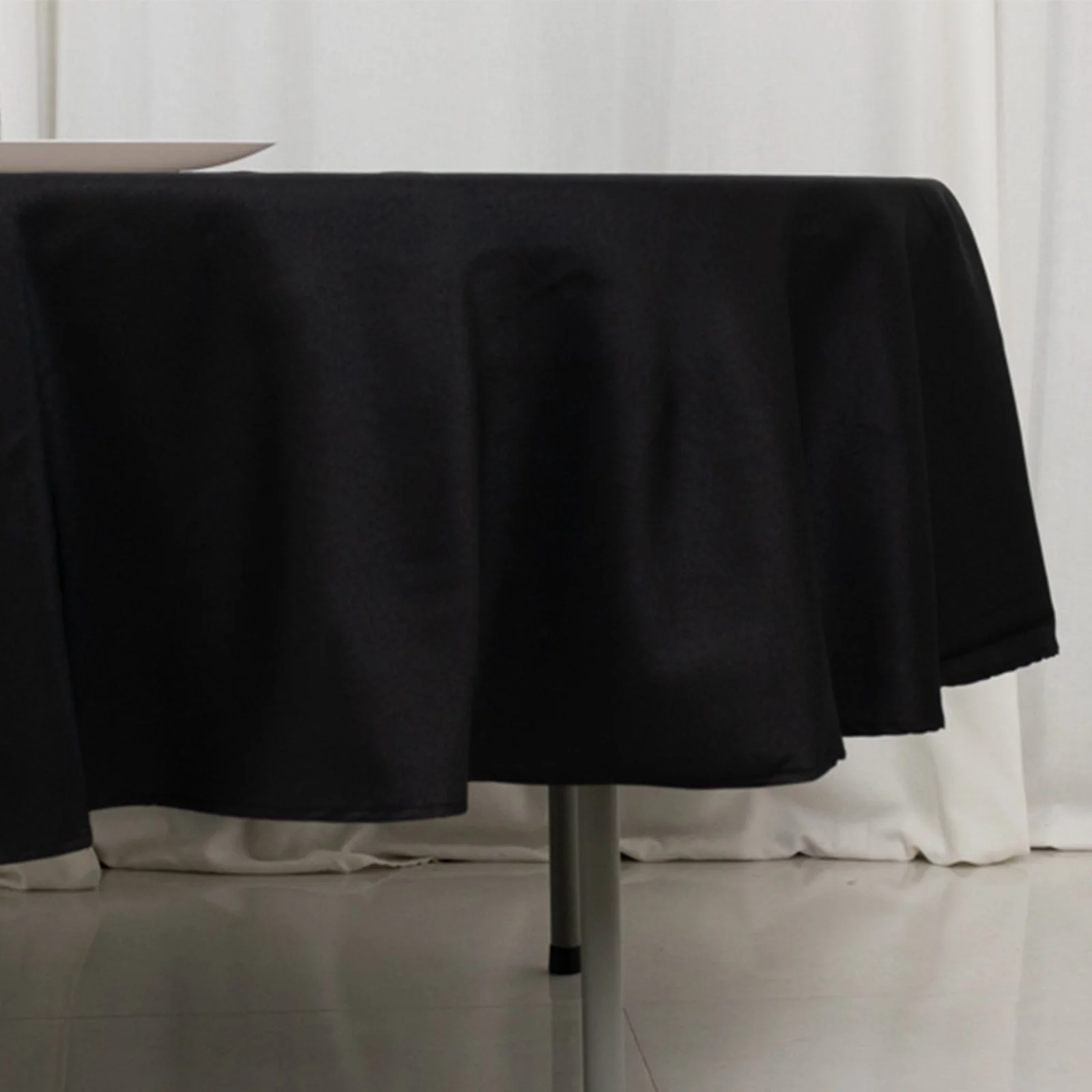 Fire Retardant Premium Polyester Round Tablecloth 90" Black - Safe & Durable Table Cover - Image 2