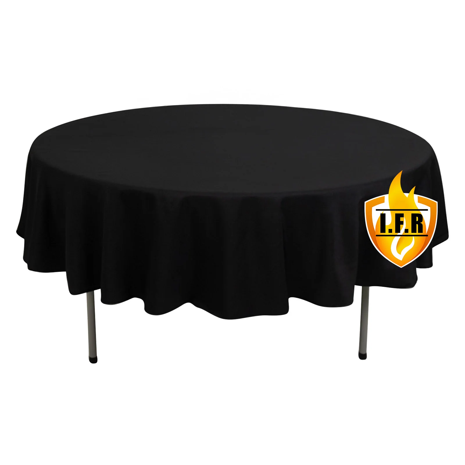 Fire Retardant Premium Polyester Round Tablecloth 90" Black - Safe & Durable Table Cover - Image 3