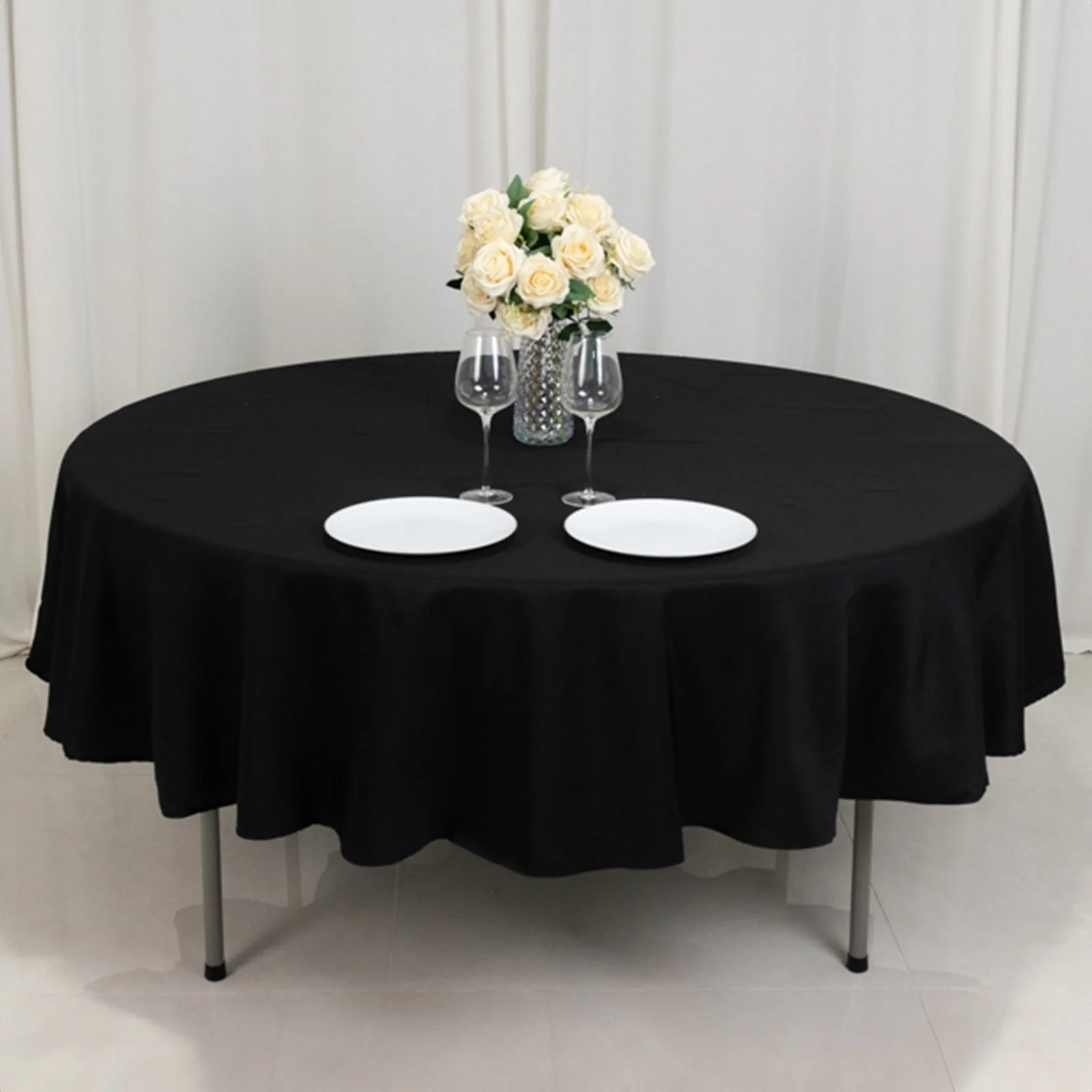 Fire Retardant Premium Polyester Round Tablecloth 90" Black - Safe & Durable Table Cover - Image 4