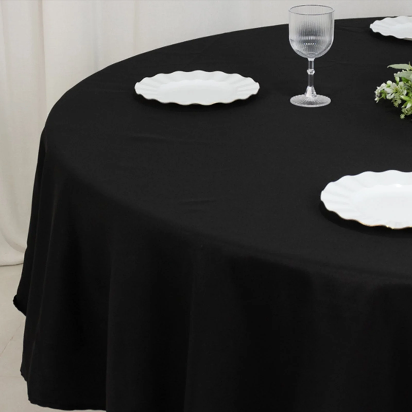 Fire Retardant Premium Polyester Round Tablecloth 90" Black - Safe & Durable Table Cover - Image 9