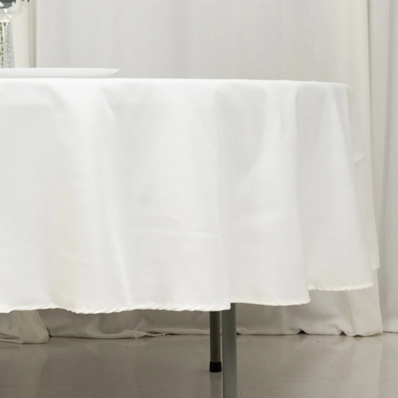 Fire Retardant Premium Polyester Round Tablecloth 90" Ivory - Safe & Durable Table Cover - Image 2