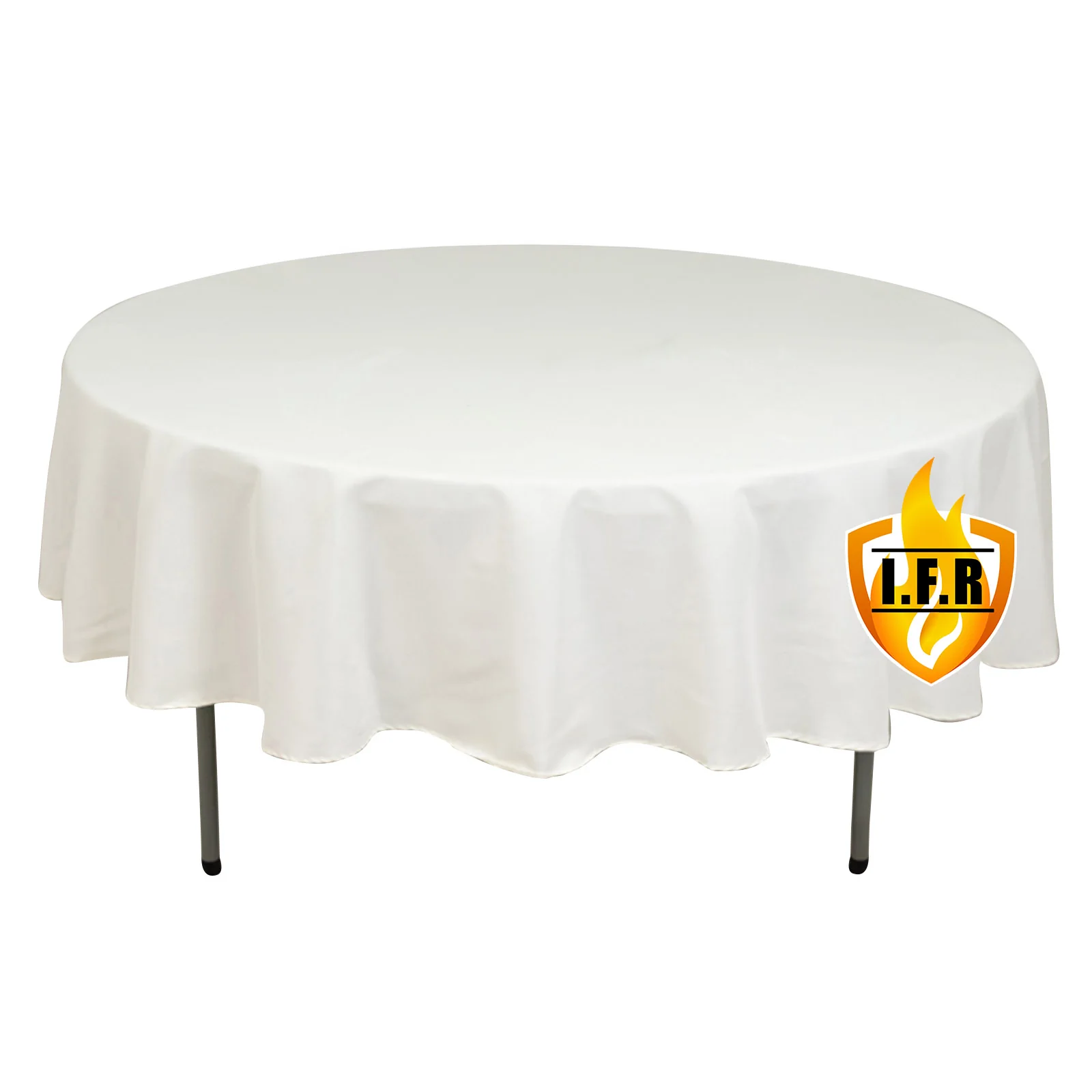 Fire Retardant Premium Polyester Round Tablecloth 90" Ivory - Safe & Durable Table Cover - Image 3