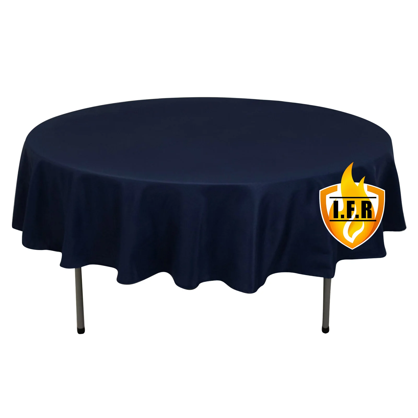 Fire Retardant Premium Polyester Round Tablecloth 90" Navy Blue - Safe & Durable Table Cover - Image 3