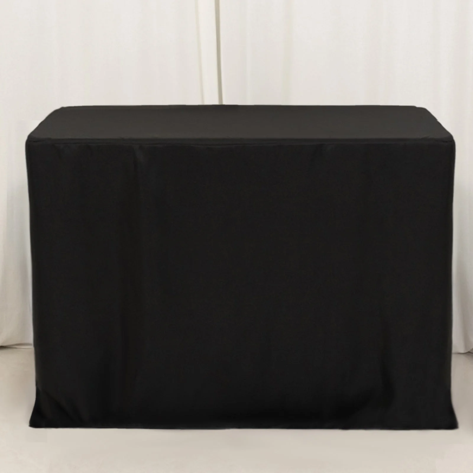 Fitted Polyester Rectangle Tablecloth 48"x24"x42" Black - Ideal for Tall Special Size Tables