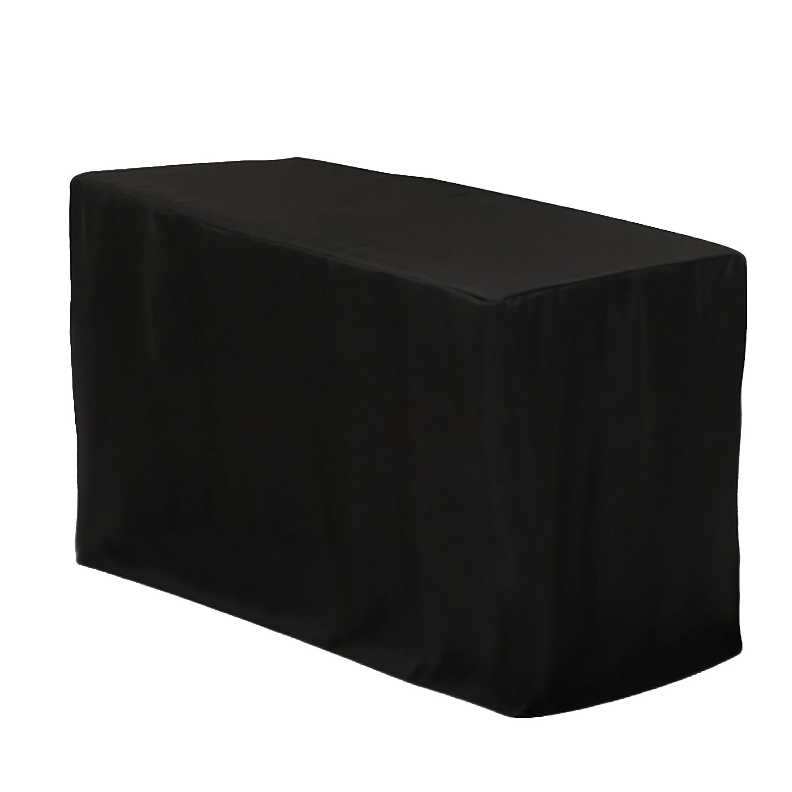 Fitted Polyester Rectangle Tablecloth 48"x24"x42" Black - Ideal for Tall Special Size Tables - Image 3