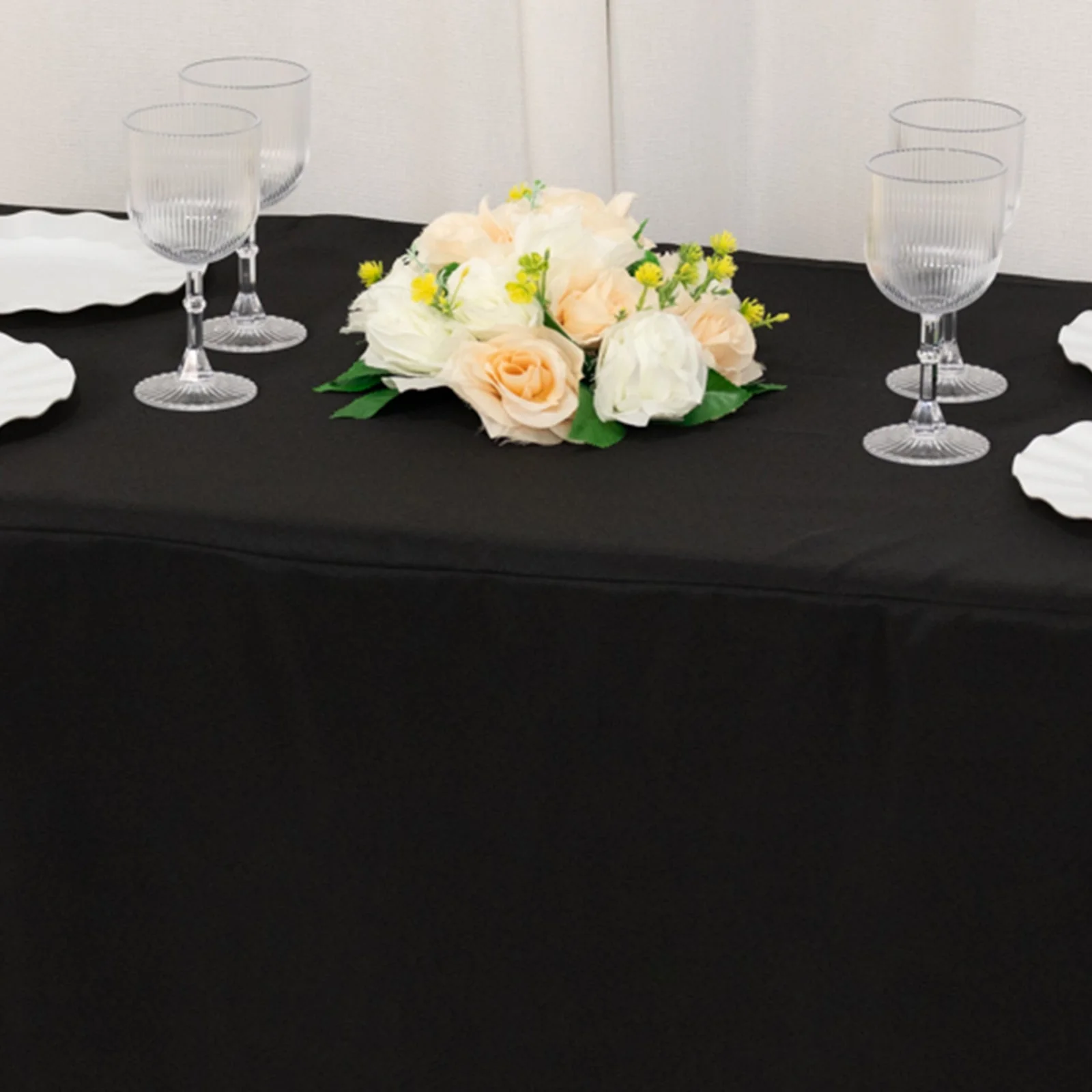 Fitted Polyester Rectangle Tablecloth 48"x24"x42" Black - Ideal for Tall Special Size Tables - Image 7