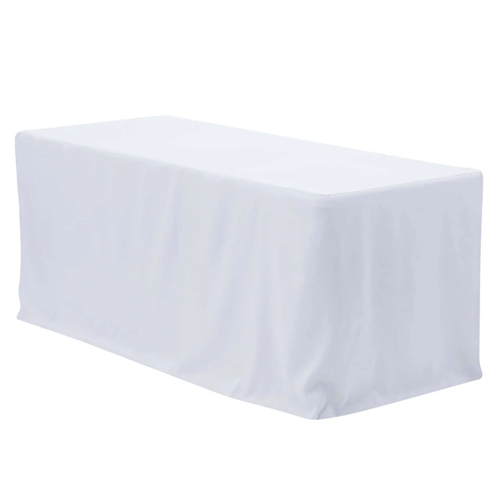Fitted Polyester Rectangle Tablecloth 48"x30" White - Snug Fit for Standard Tables - Image 6