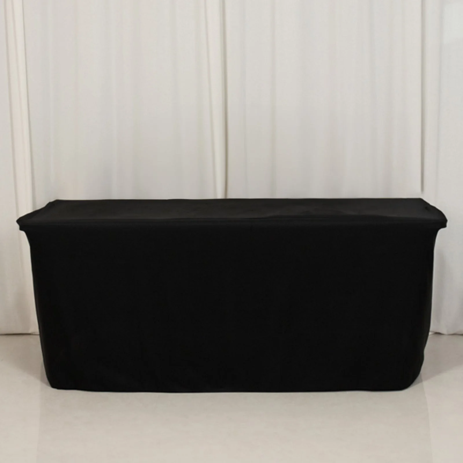 Fitted Polyester Rectangle Tablecloth 72"x24"x30" Black - Designed for Narrow Tables