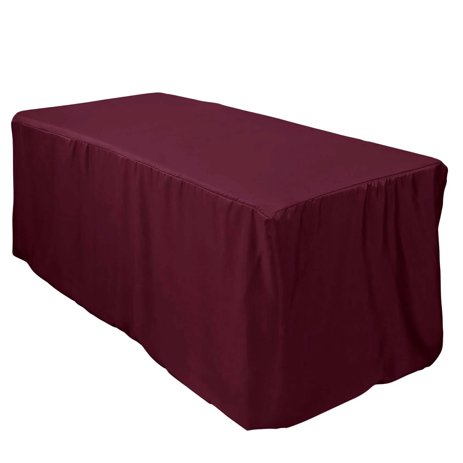 Fitted Polyester Rectangle Tablecloth 72"x30" Burgundy - Perfect for Standard Tables - Image 6