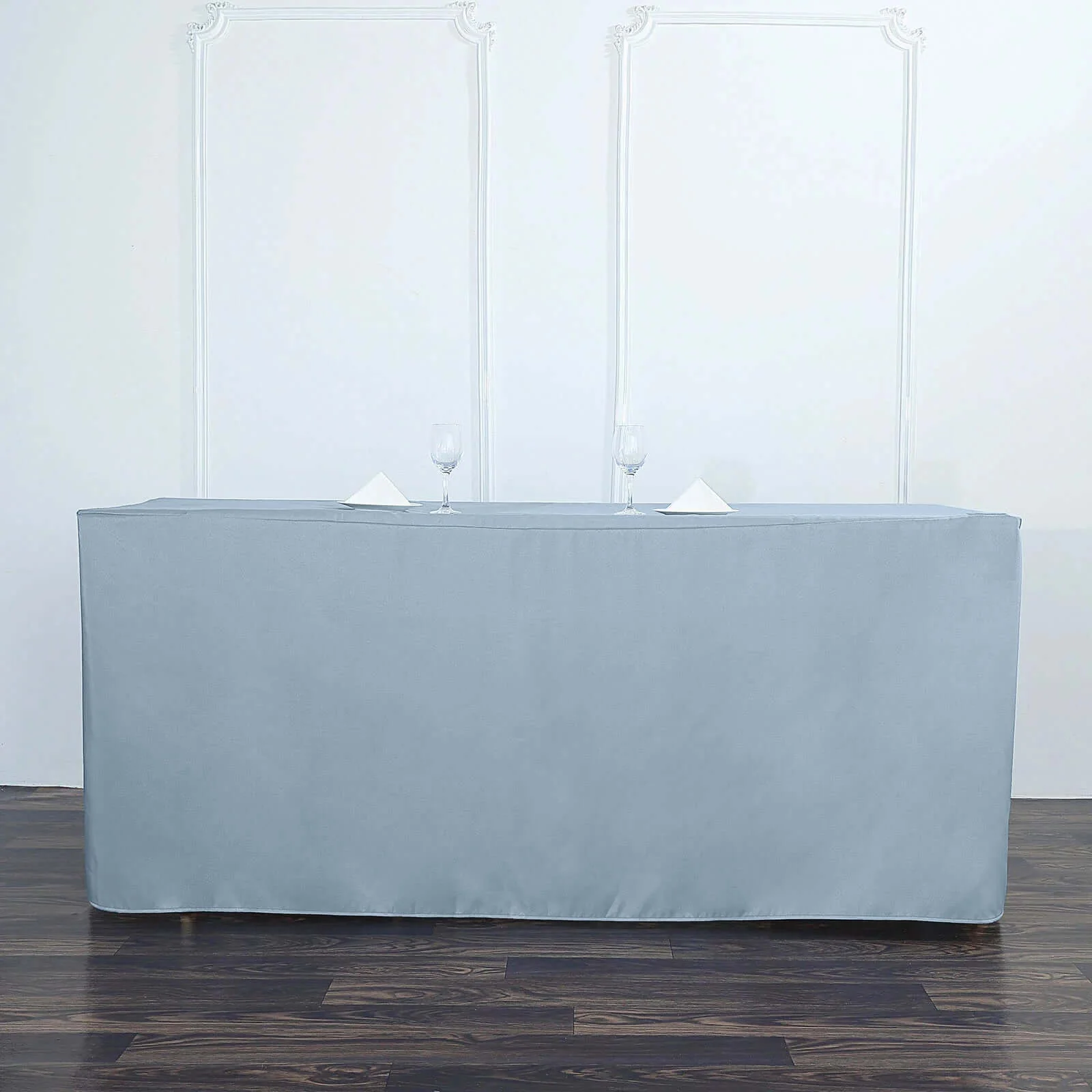 Fitted Polyester Rectangle Tablecloth 72"x30" Dusty Blue - Perfect for Standard Tables - Image 2