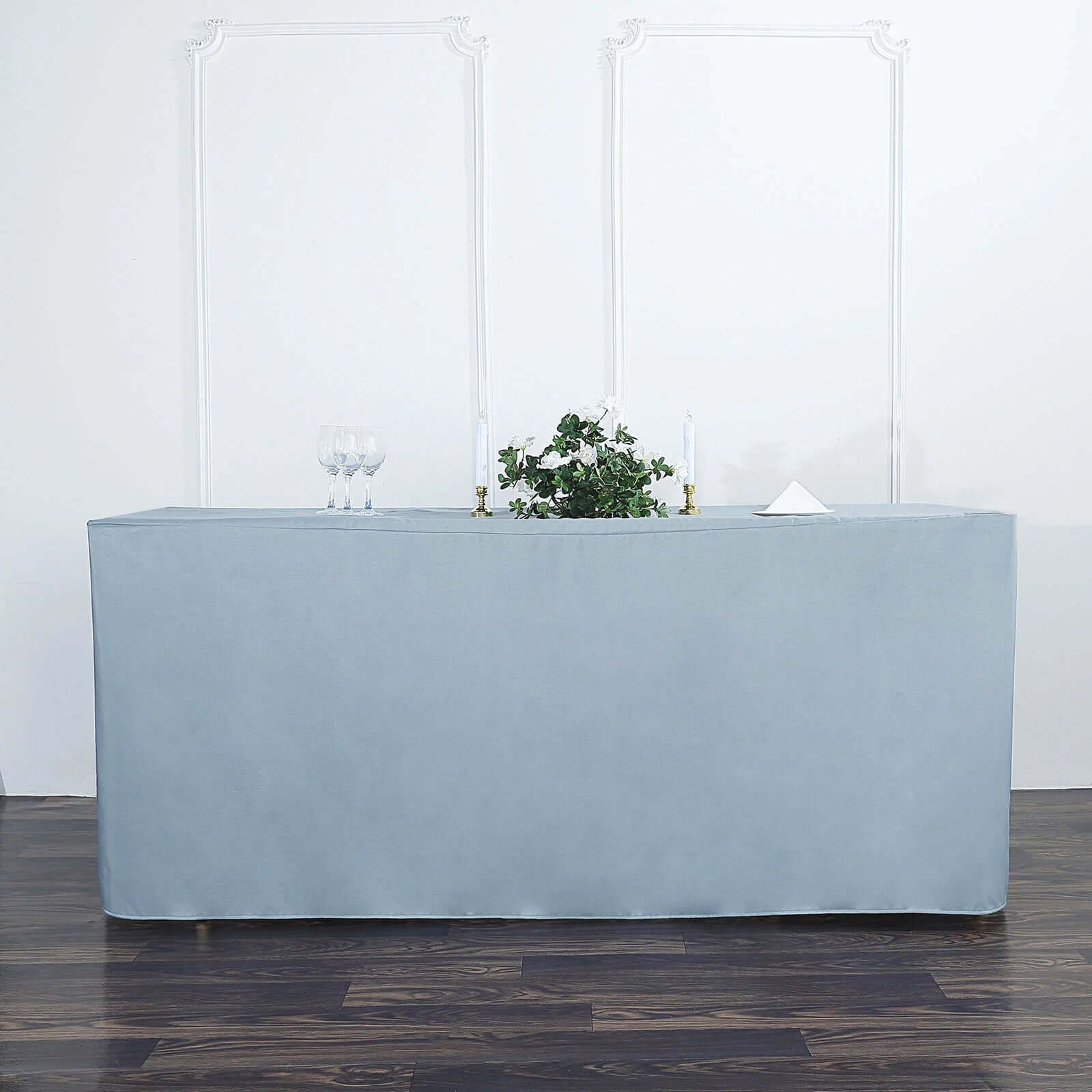 Fitted Polyester Rectangle Tablecloth 72"x30" Dusty Blue - Perfect for Standard Tables - Image 3