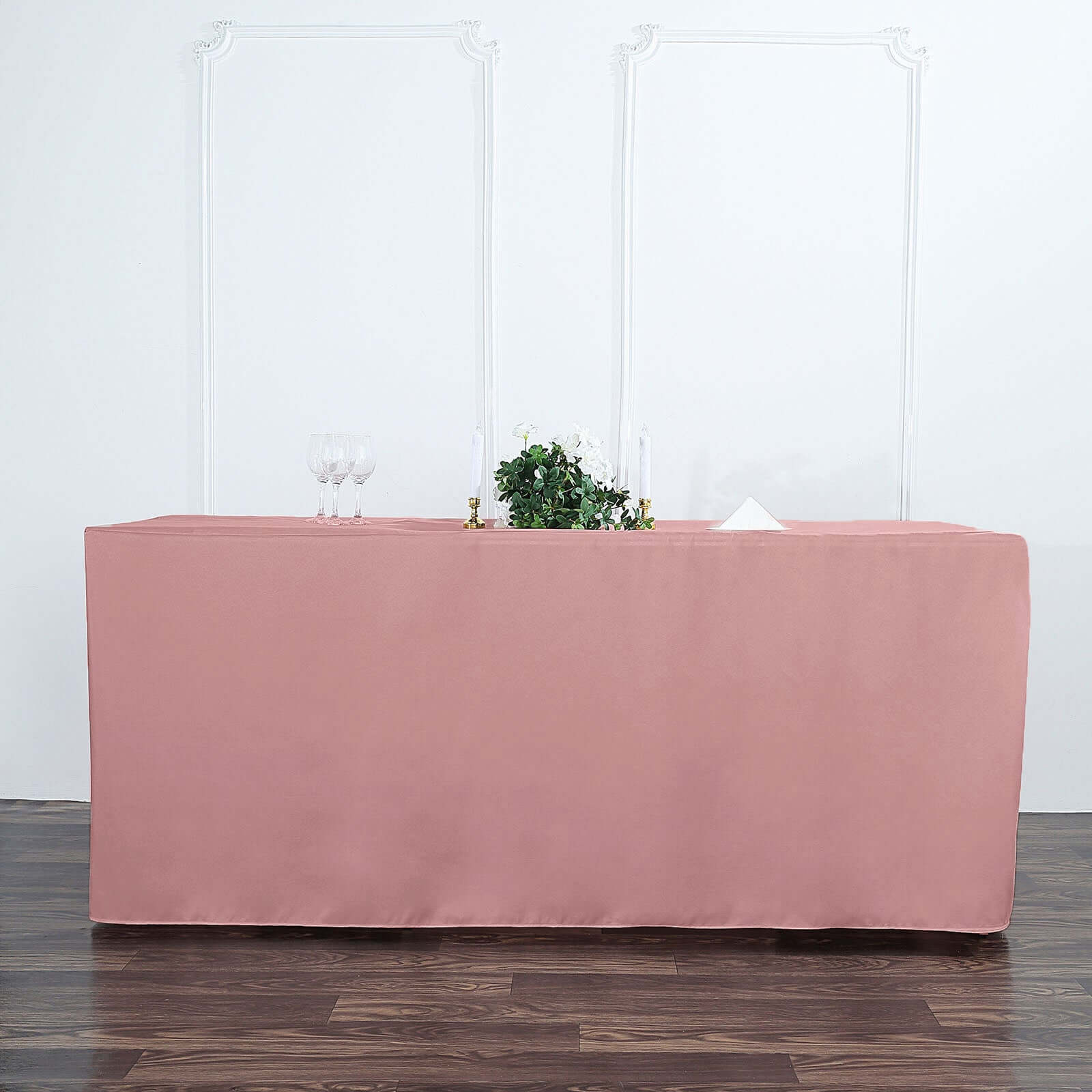 Fitted Polyester Rectangle Tablecloth 72"x30" Dusty Rose - Perfect for Standard Tables - Image 2