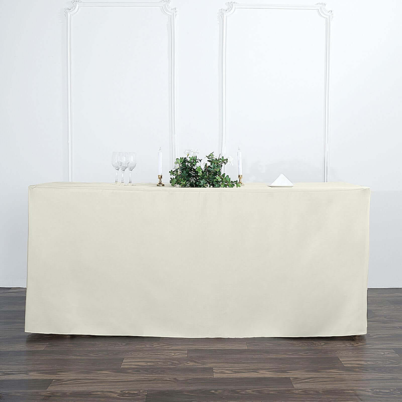 Fitted Polyester Rectangle Tablecloth 72"x30" Ivory - Perfect for Standard Tables - Image 2