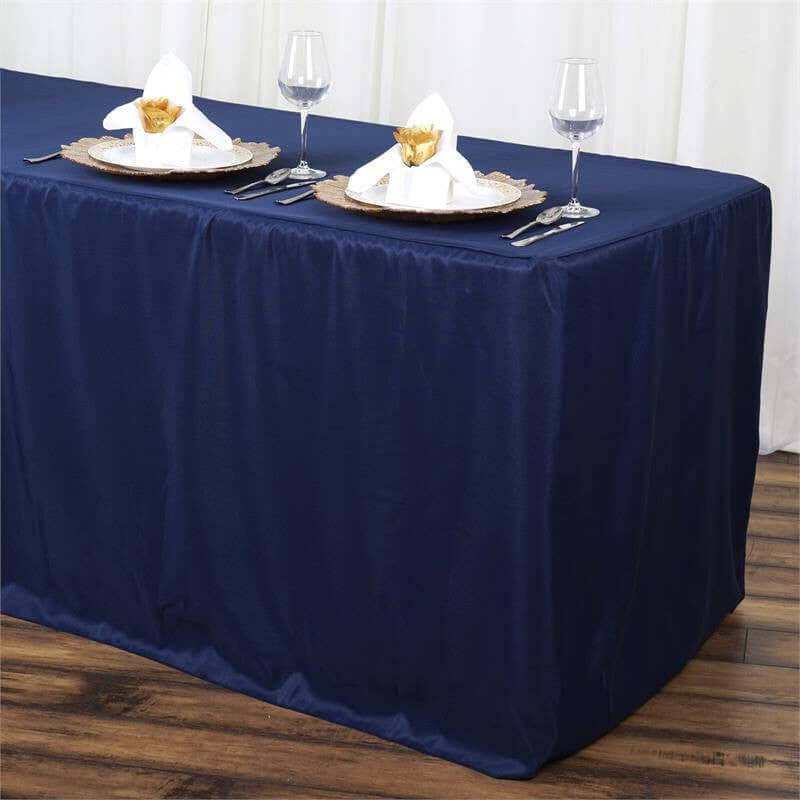 Fitted Polyester Rectangle Tablecloth 72"x30" Navy Blue - Perfect for Standard Tables - Image 5