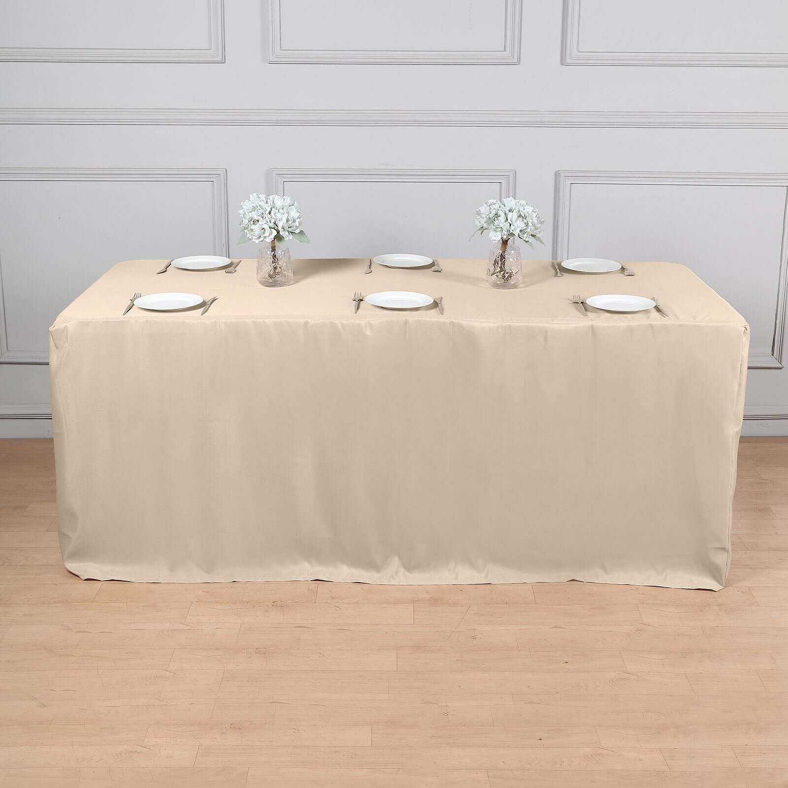 Fitted Polyester Rectangle Tablecloth 72"x30" Nude - Perfect for Standard Tables - Image 7
