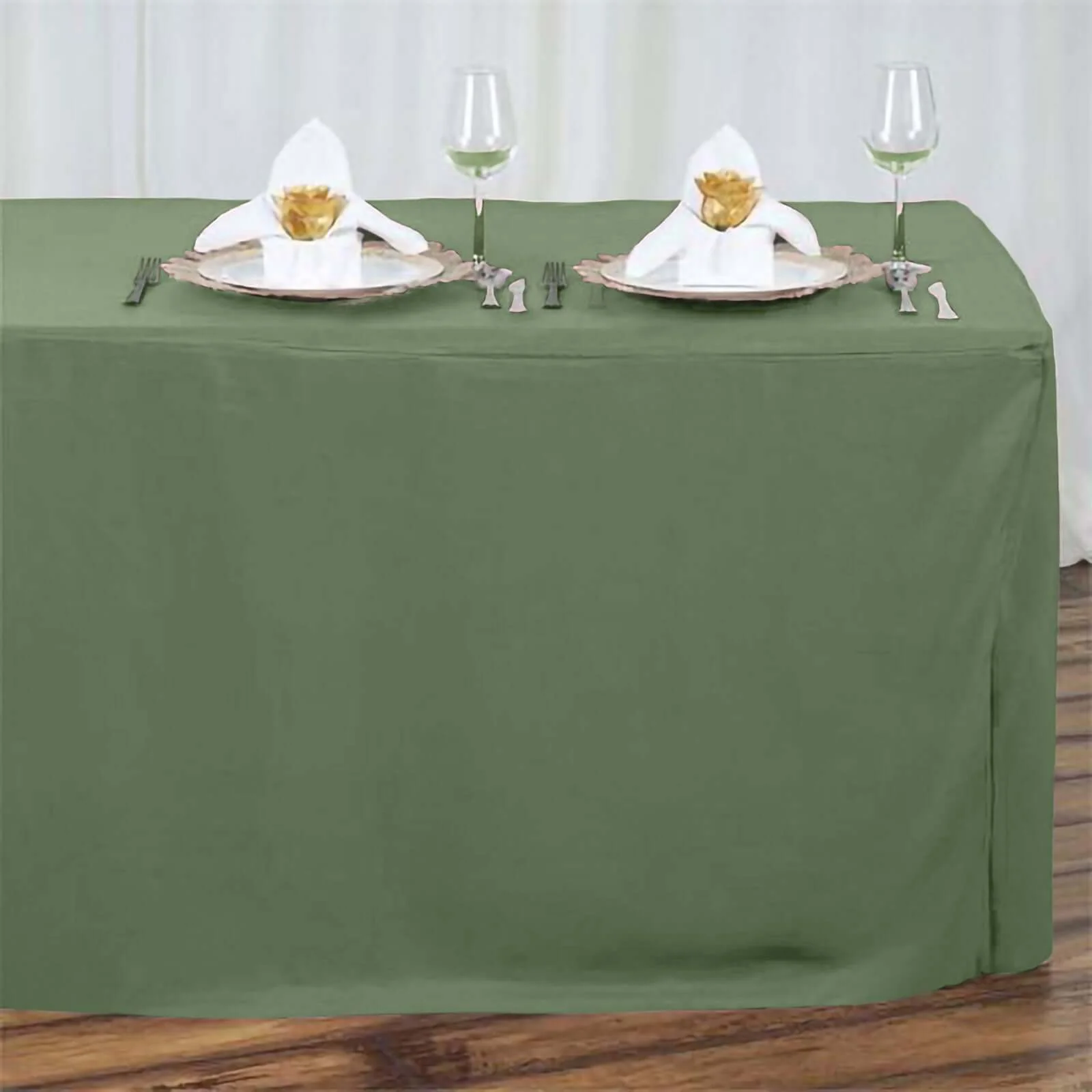 Fitted Polyester Rectangle Tablecloth 72"x30" Olive Green - Perfect for Standard Tables - Image 2