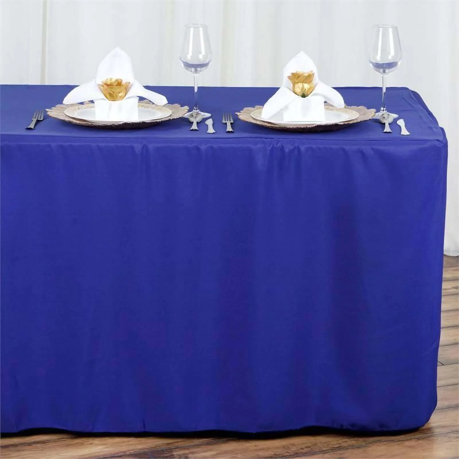Fitted Polyester Rectangle Tablecloth 72"x30" Royal Blue - Perfect for Standard Tables - Image 2