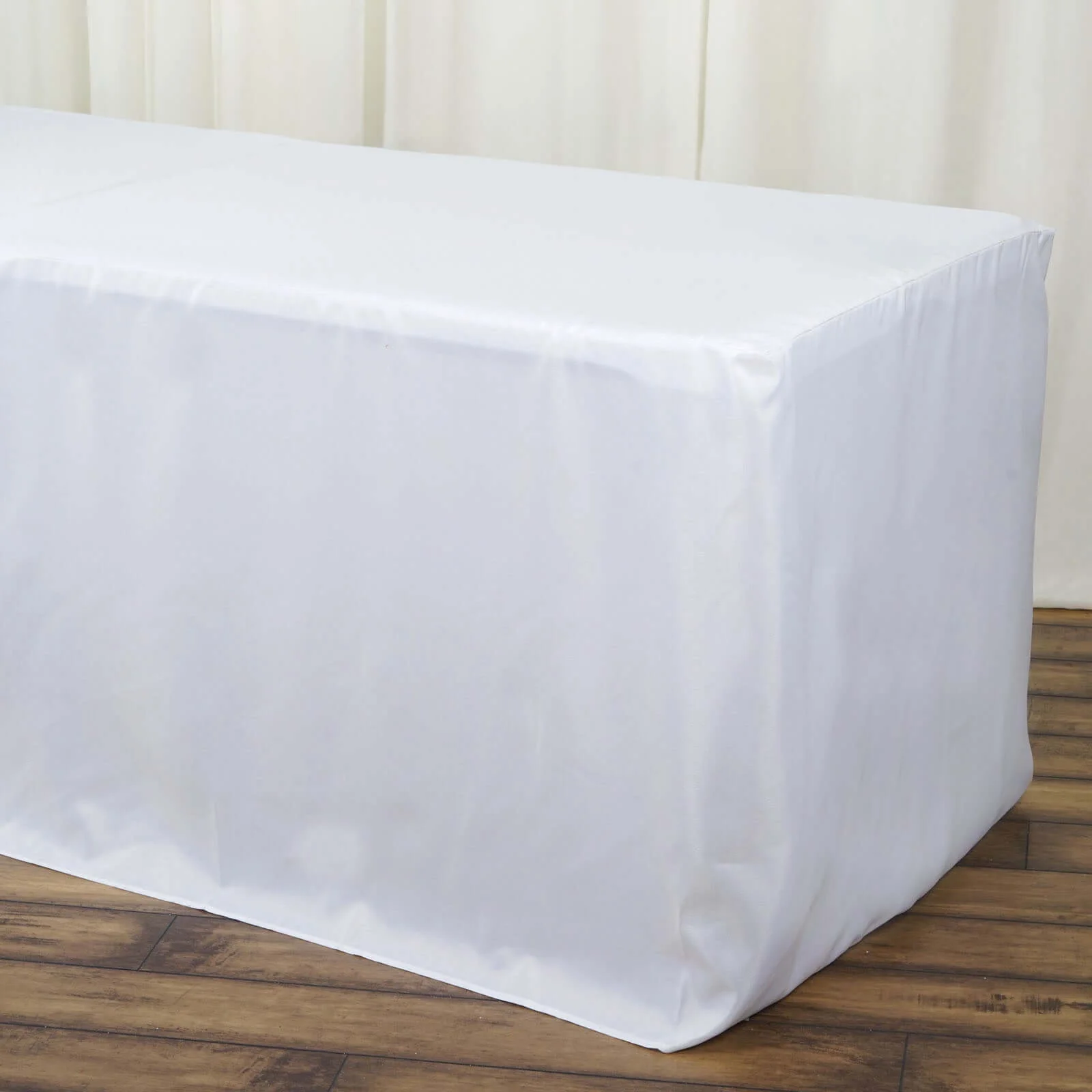 Fitted Polyester Rectangle Tablecloth 72"x30" White - Durable and Easy to Maintain Table Cover for Banquets & Conferences