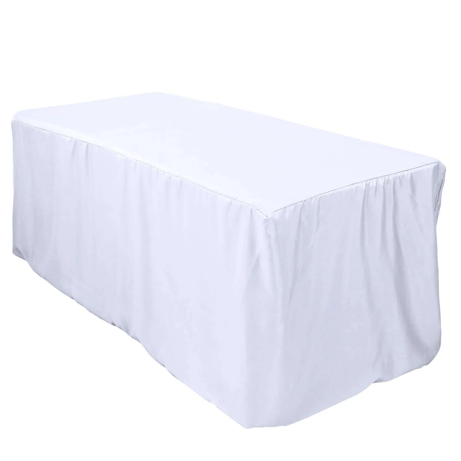 Fitted Polyester Rectangle Tablecloth 72"x30" White - Durable and Easy to Maintain Table Cover for Banquets & Conferences - Image 6