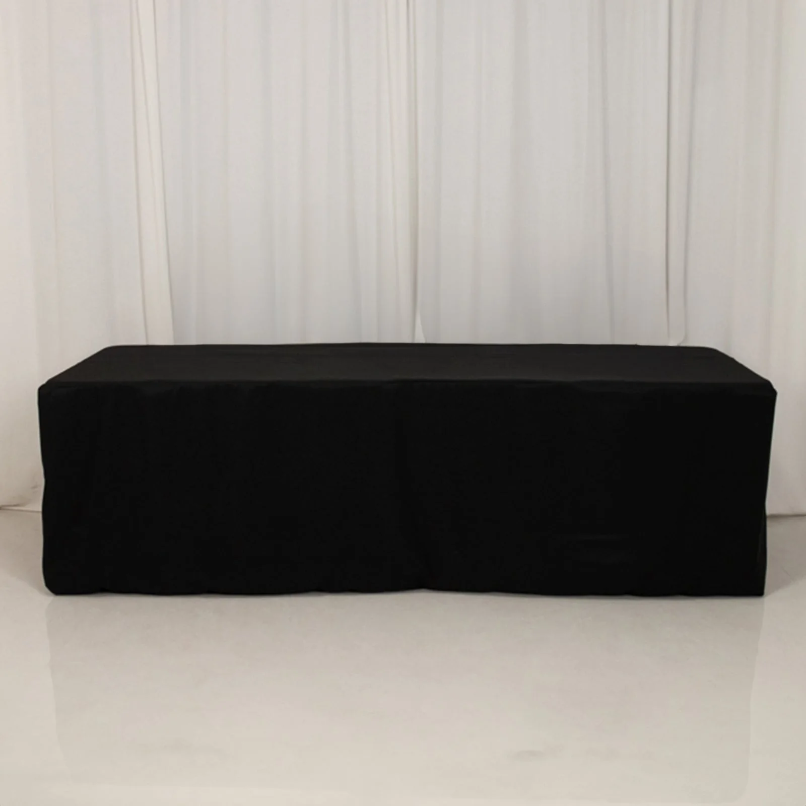 Fitted Polyester Rectangle Tablecloth 96"x24"x30" Black - Designed for Narrow Special Size Tables
