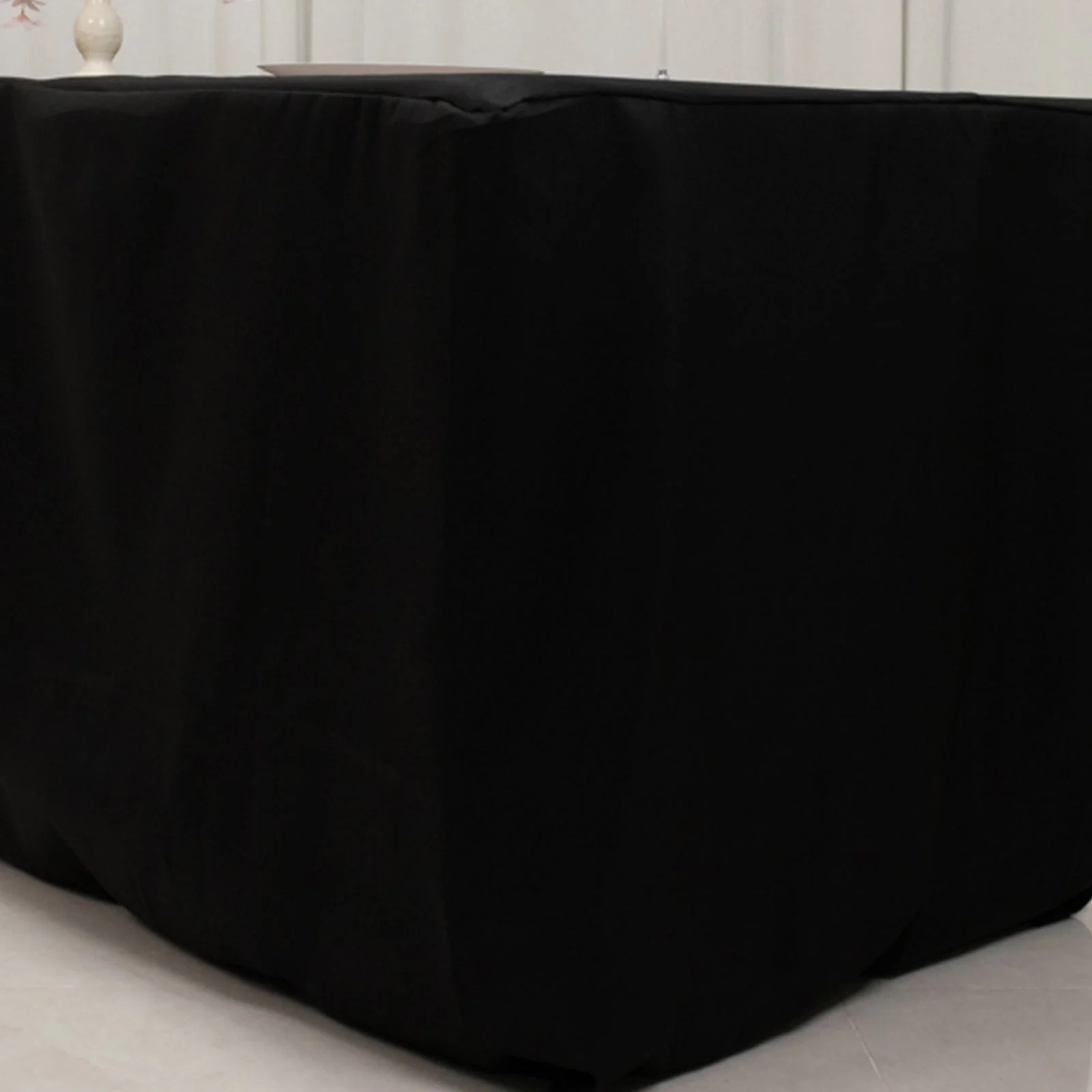 Fitted Polyester Rectangle Tablecloth 96"x24"x30" Black - Designed for Narrow Special Size Tables - Image 4