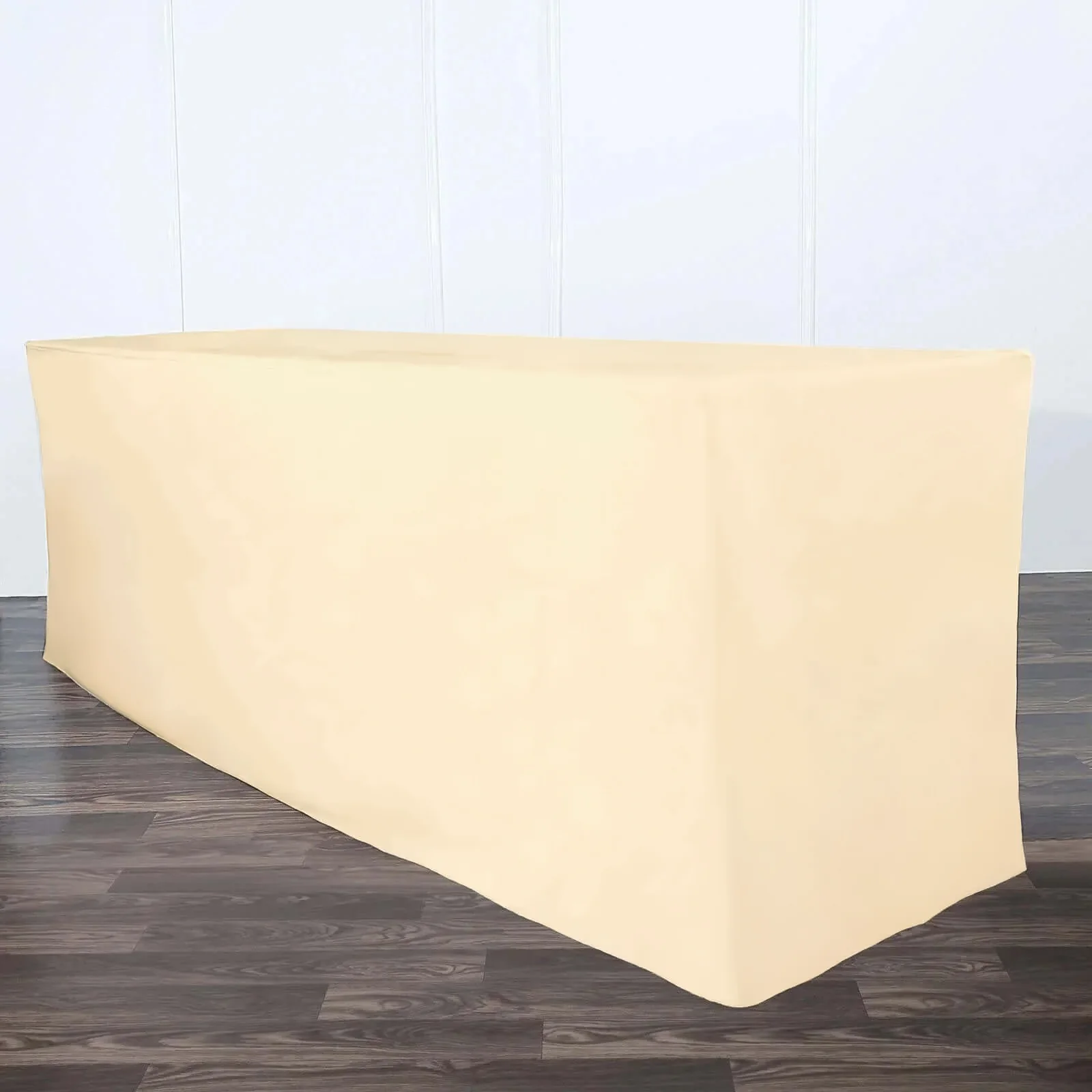 Fitted Polyester Rectangle Tablecloth 96"x30" Beige - Snug Fit for Large Tables