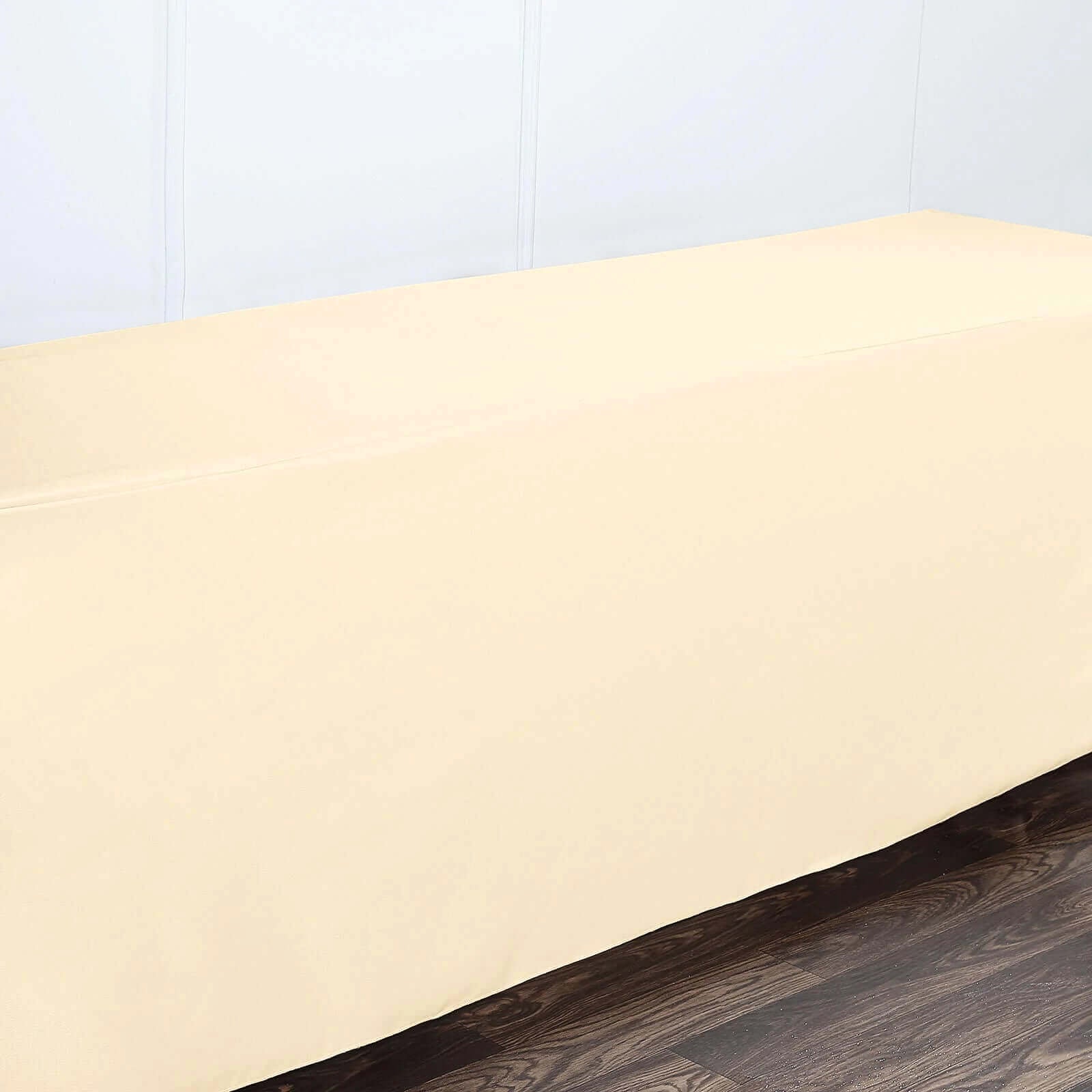Fitted Polyester Rectangle Tablecloth 96"x30" Beige - Snug Fit for Large Tables - Image 3