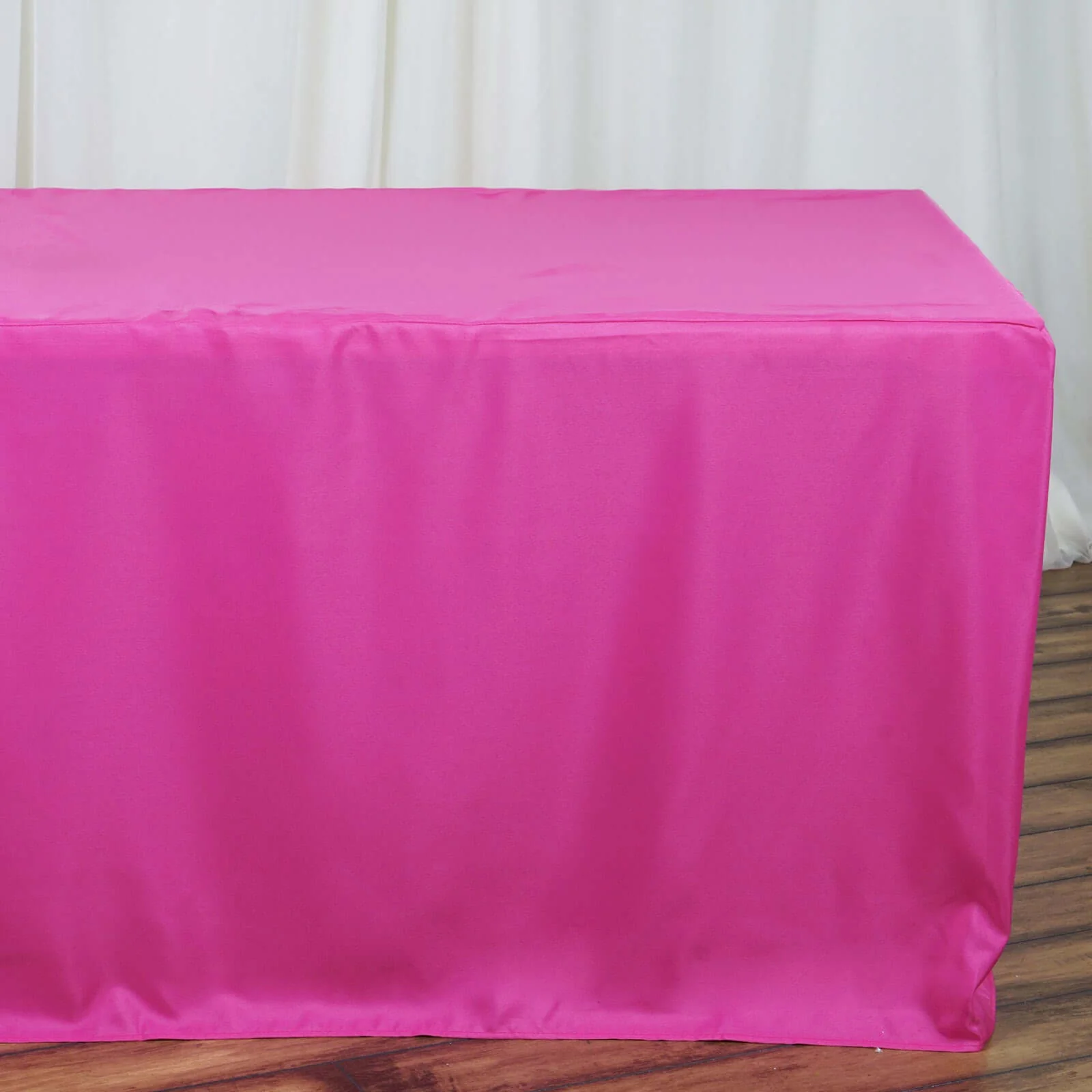 Fitted Polyester Rectangle Tablecloth 96"x30" Fuchsia - Snug Fit for Large Tables