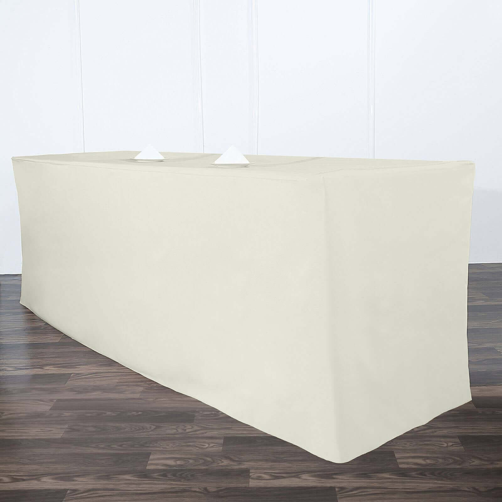 Fitted Polyester Rectangle Tablecloth 96"x30" Ivory - Snug Fit for Large Tables - Image 2