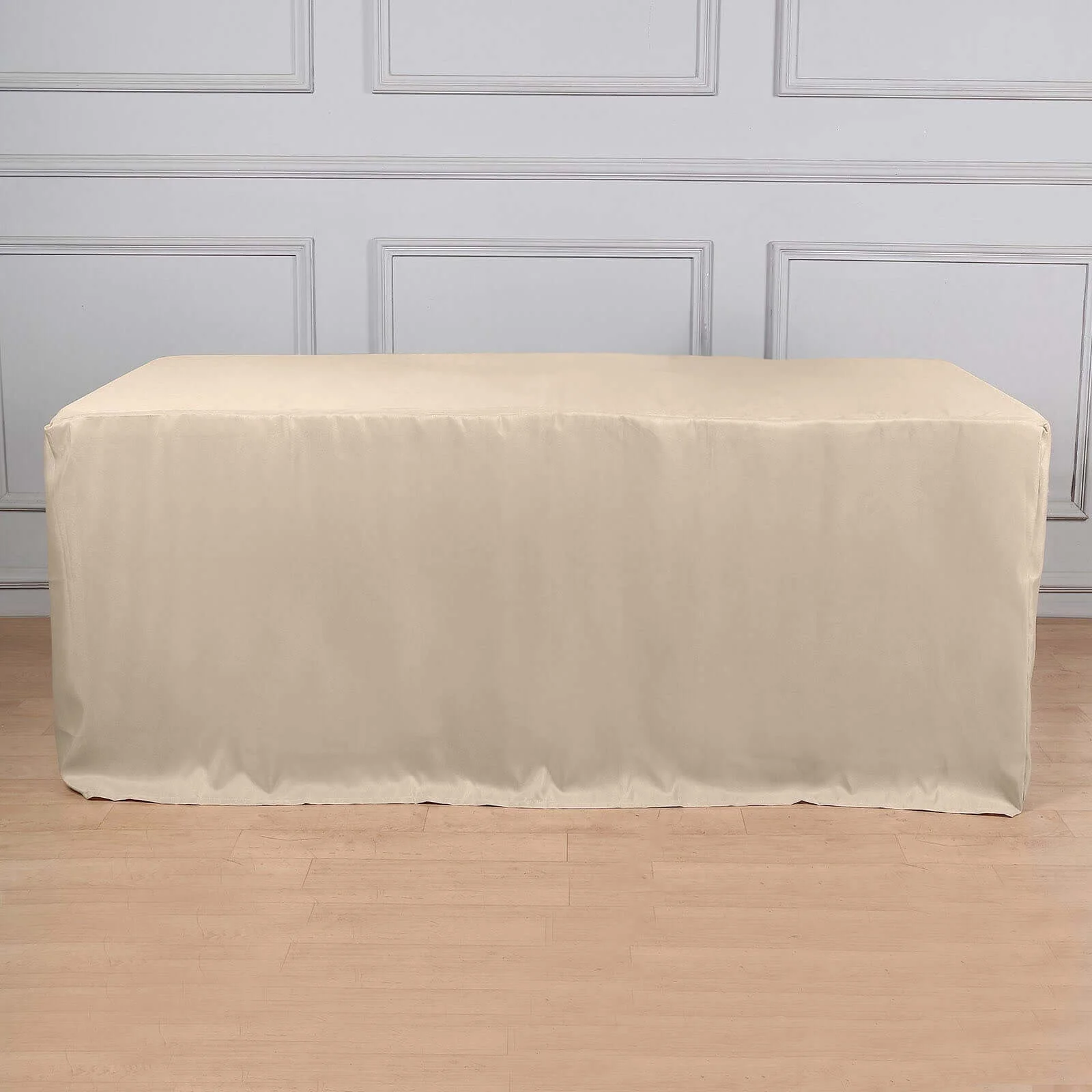 Fitted Polyester Rectangle Tablecloth 96"x30" Nude - Snug Fit for Large Tables