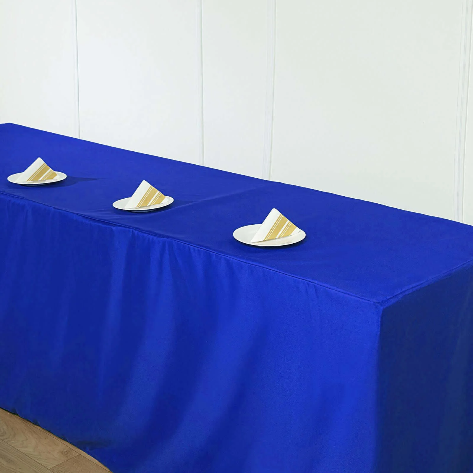 Fitted Polyester Rectangle Tablecloth 96"x30" Royal Blue - Snug Fit for Large Tables - Image 3