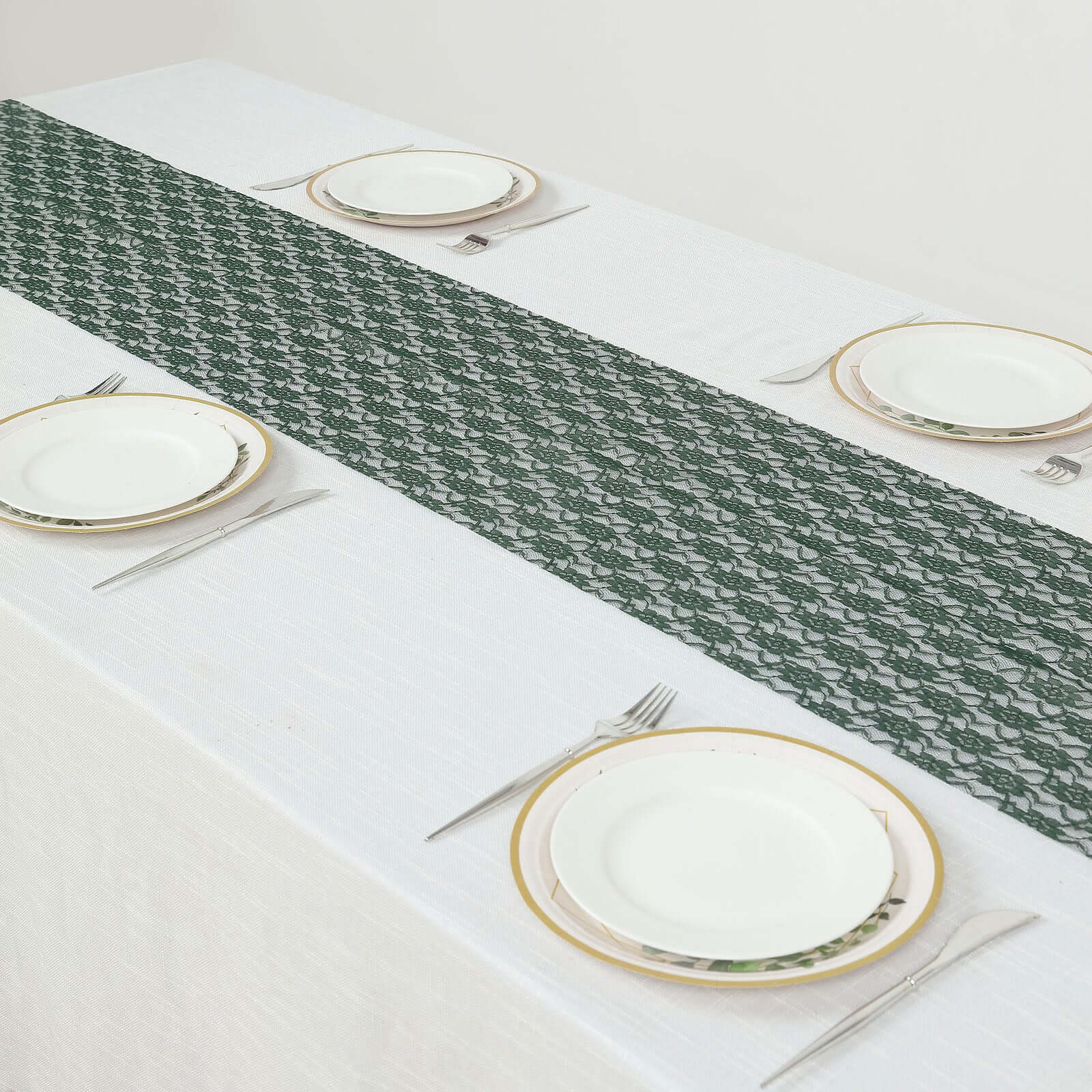 Floral Lace Table Runner 12"x108" Hunter Emerald Green - Delicate and Ornate Table Decor - Image 8