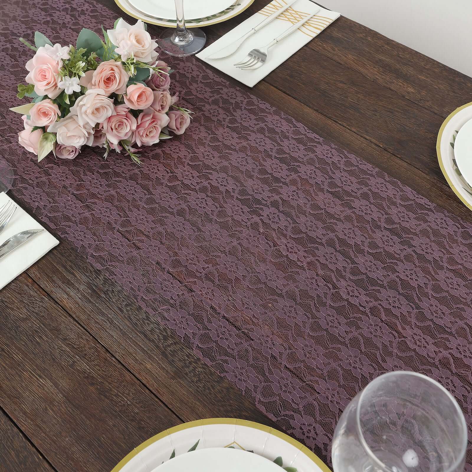 Floral Lace Table Runner 12"x108" Violet Amethyst - Delicate and Ornate Table Decor - Image 12