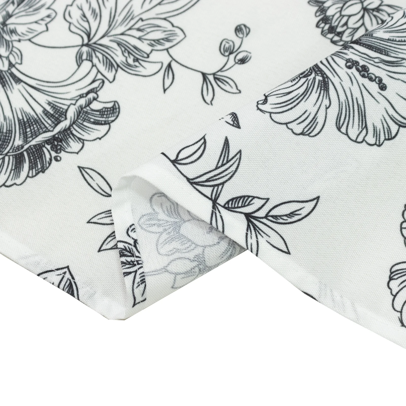 French Toile Backdrop Curtain – 5ft x 10ft Polyester Drape Panel, Black Floral, Rod Pocket Design - Image 4